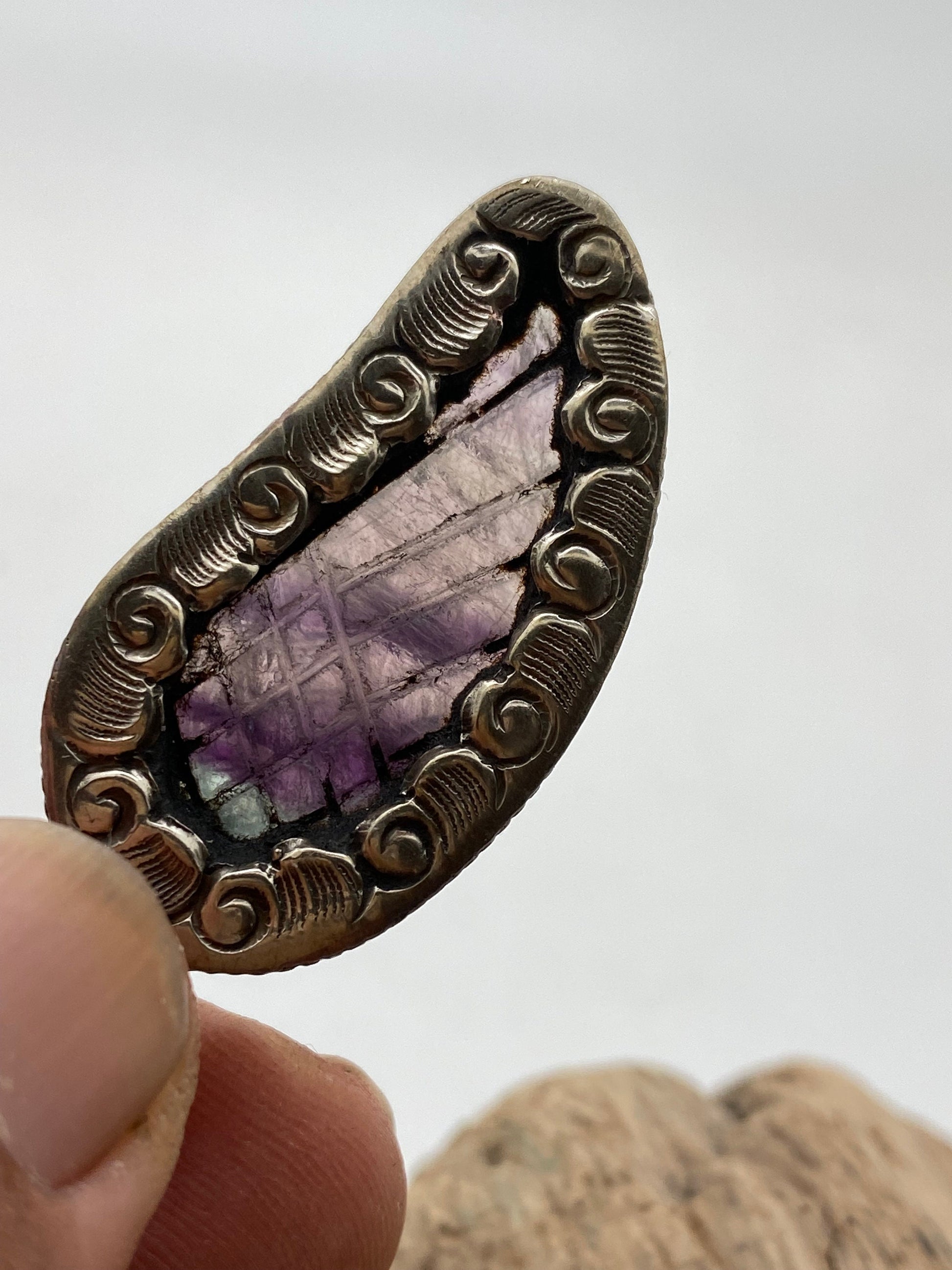 Fluorite wing pendant, hand carved, hand crafted,tibetan silver,Himalayan,nepalese