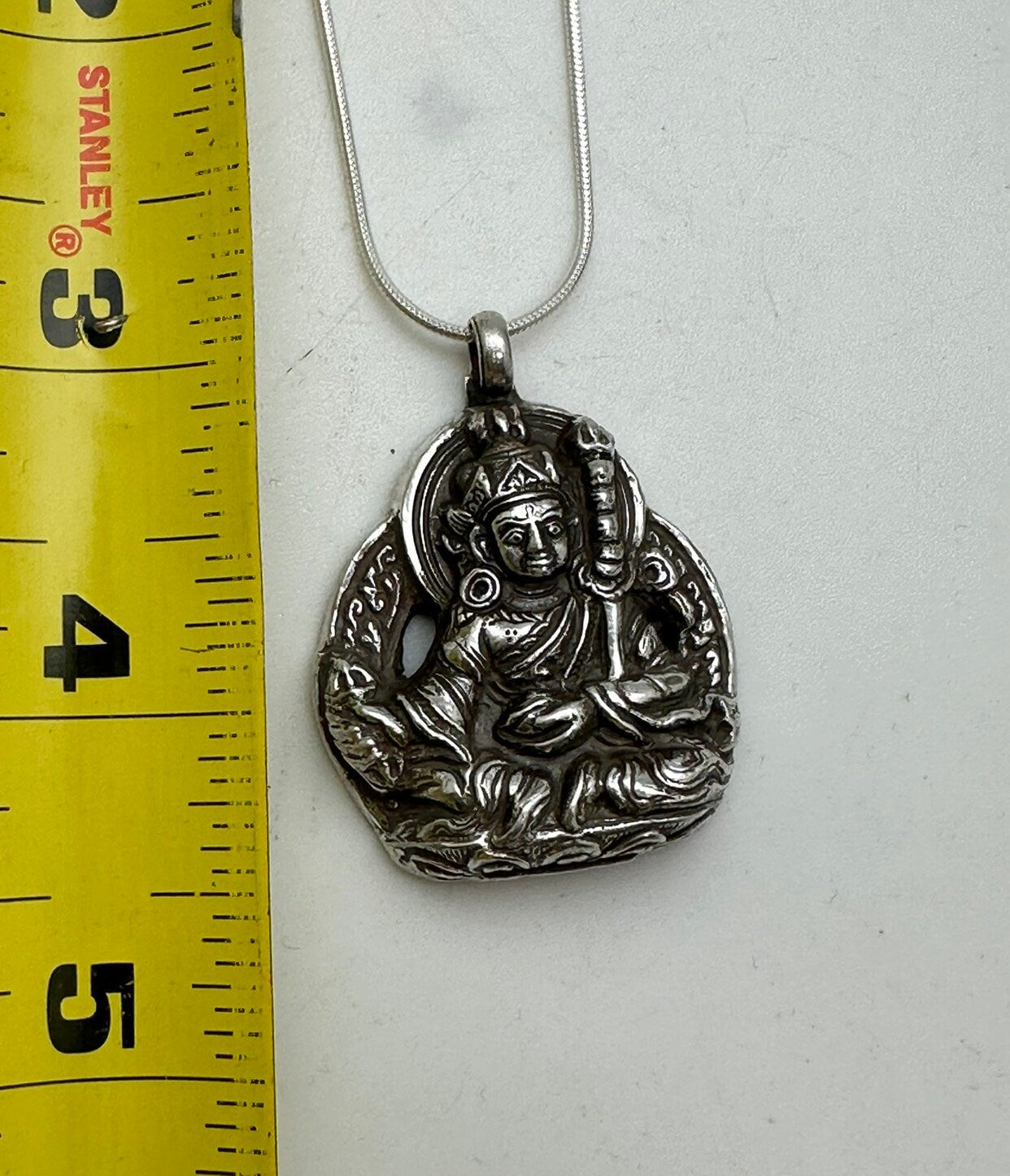 Handcrafted Sterling Silver Guru Rinpoche Pendant - Tibetan Amulet