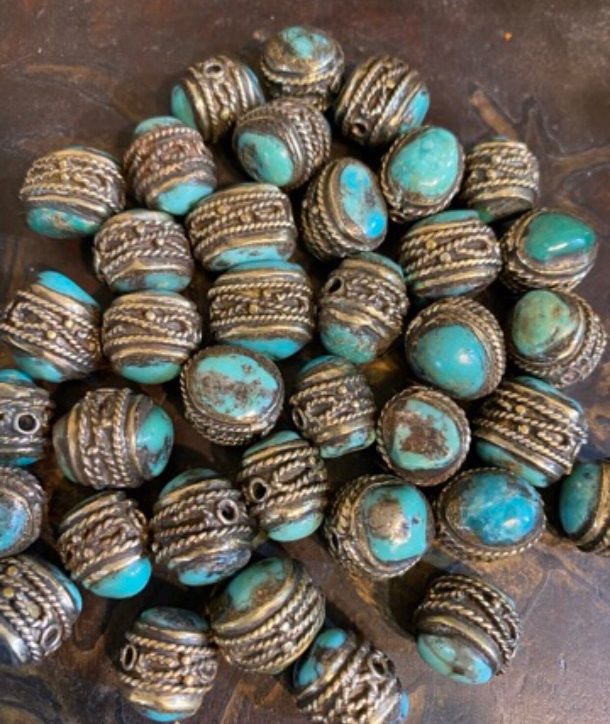 tibetan bead, tibetan turquoise tibetan silver, handcrafted from nepal