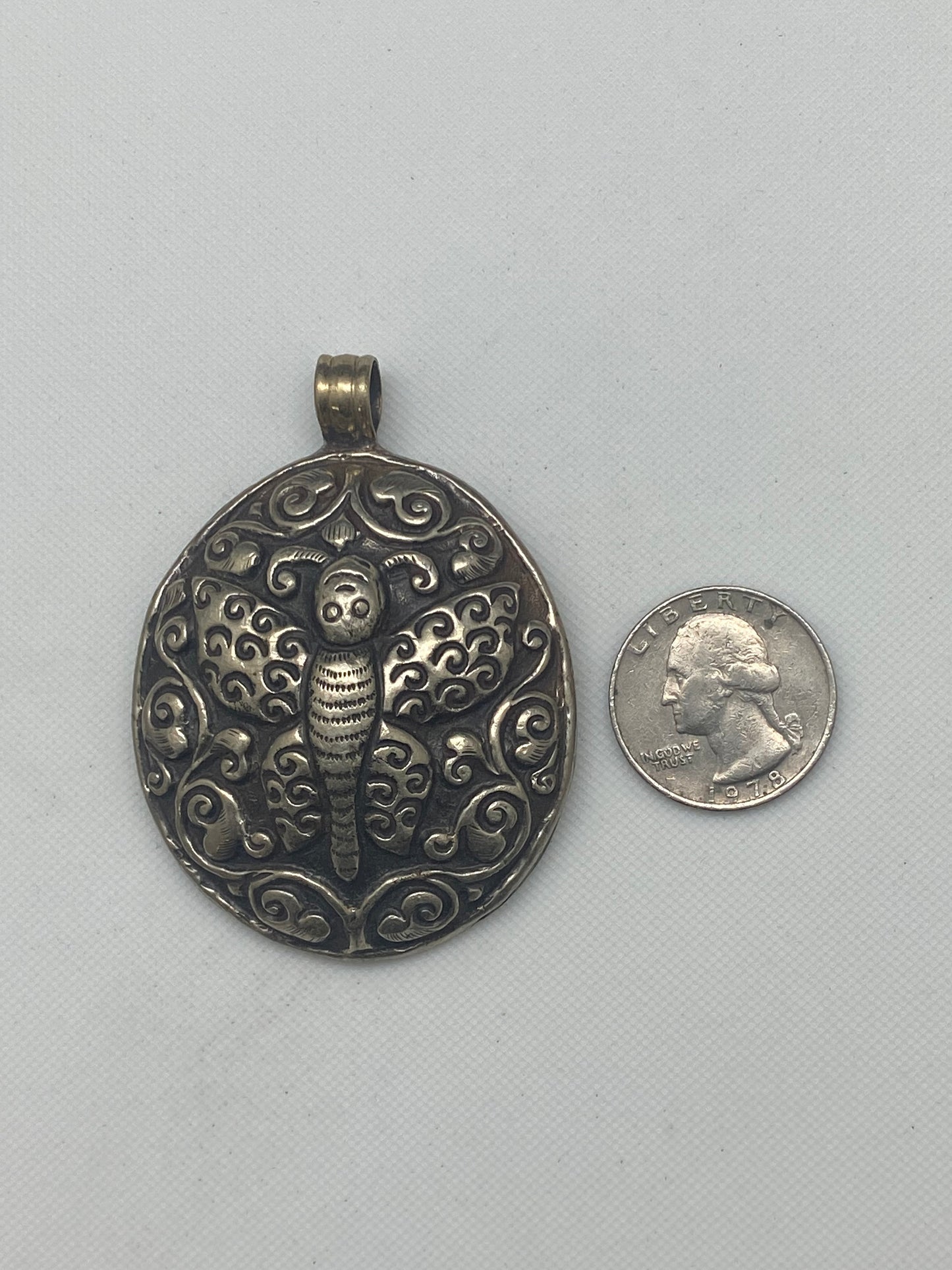 Butterfly pendant, Handcrafted,Tibetan repousse silver,ethnic,Tibetan design,Himalayan,Nepalese