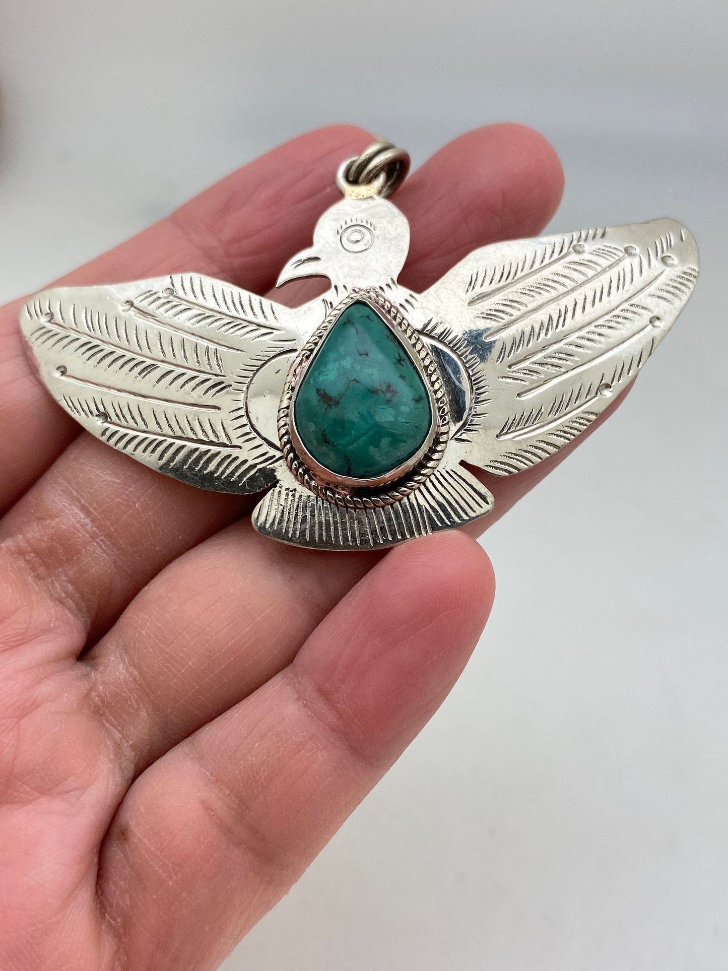 Eagle pendant, turquoise,tibetan silver, handcrafted,himalayan,ethnic,tibetan design,nepalese