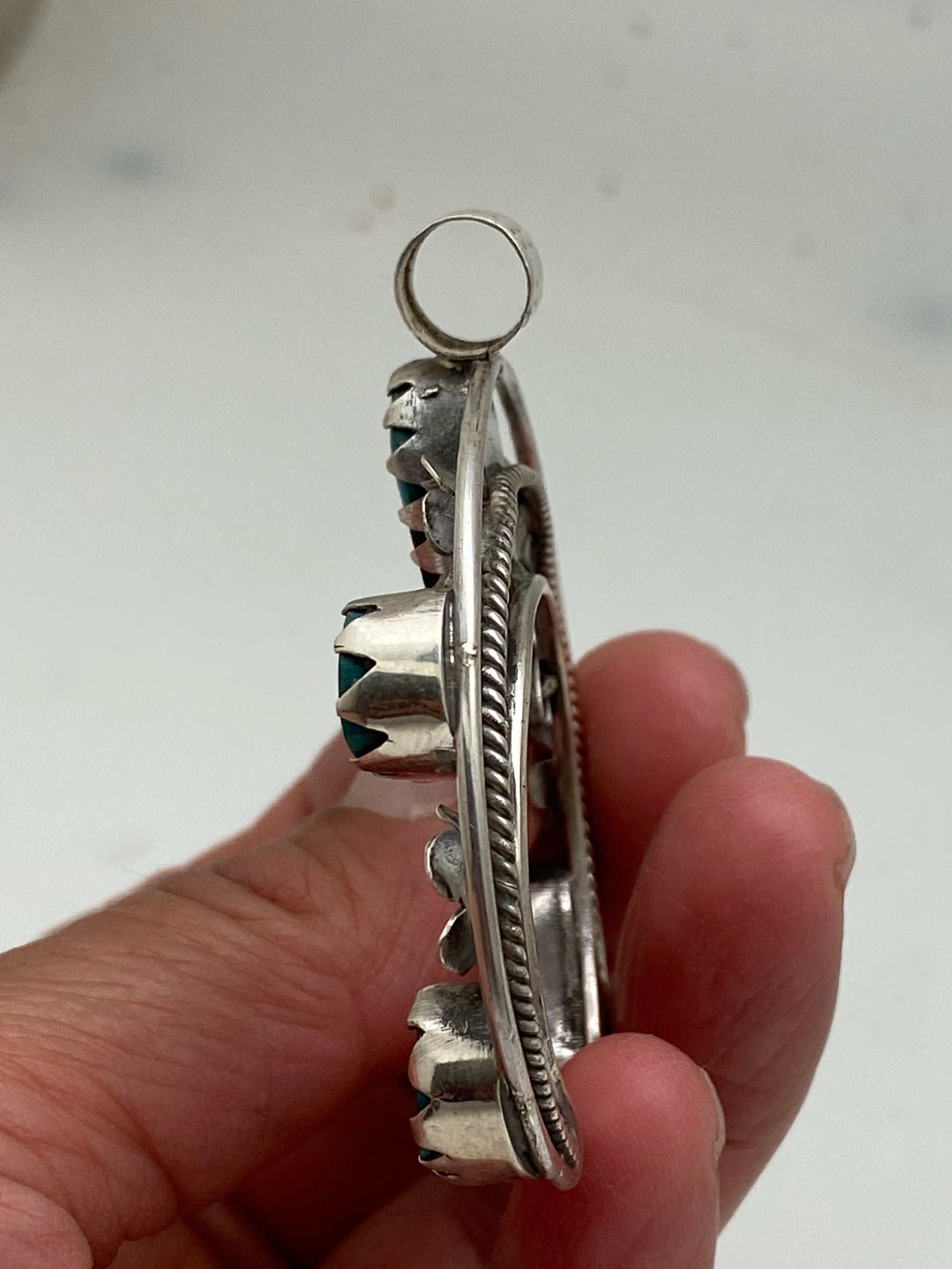 Turquoise Squash blossom, sterling silver, master hand made, natural Turquoise