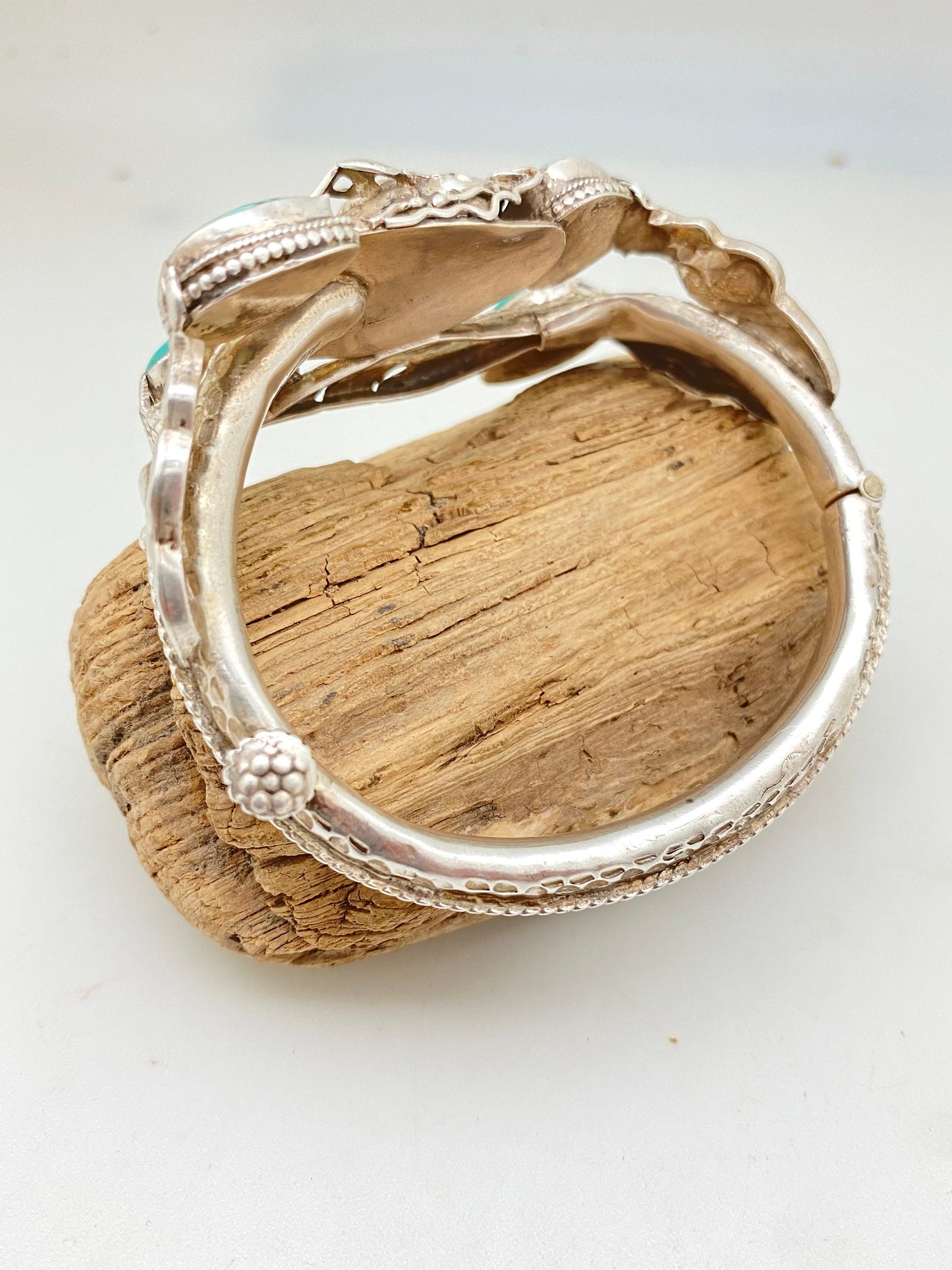 large dragon bracelet,bangle ,turquoise,handcrafted,sterling silver,himalayan,Nepalese,Tibetan design,ethnic