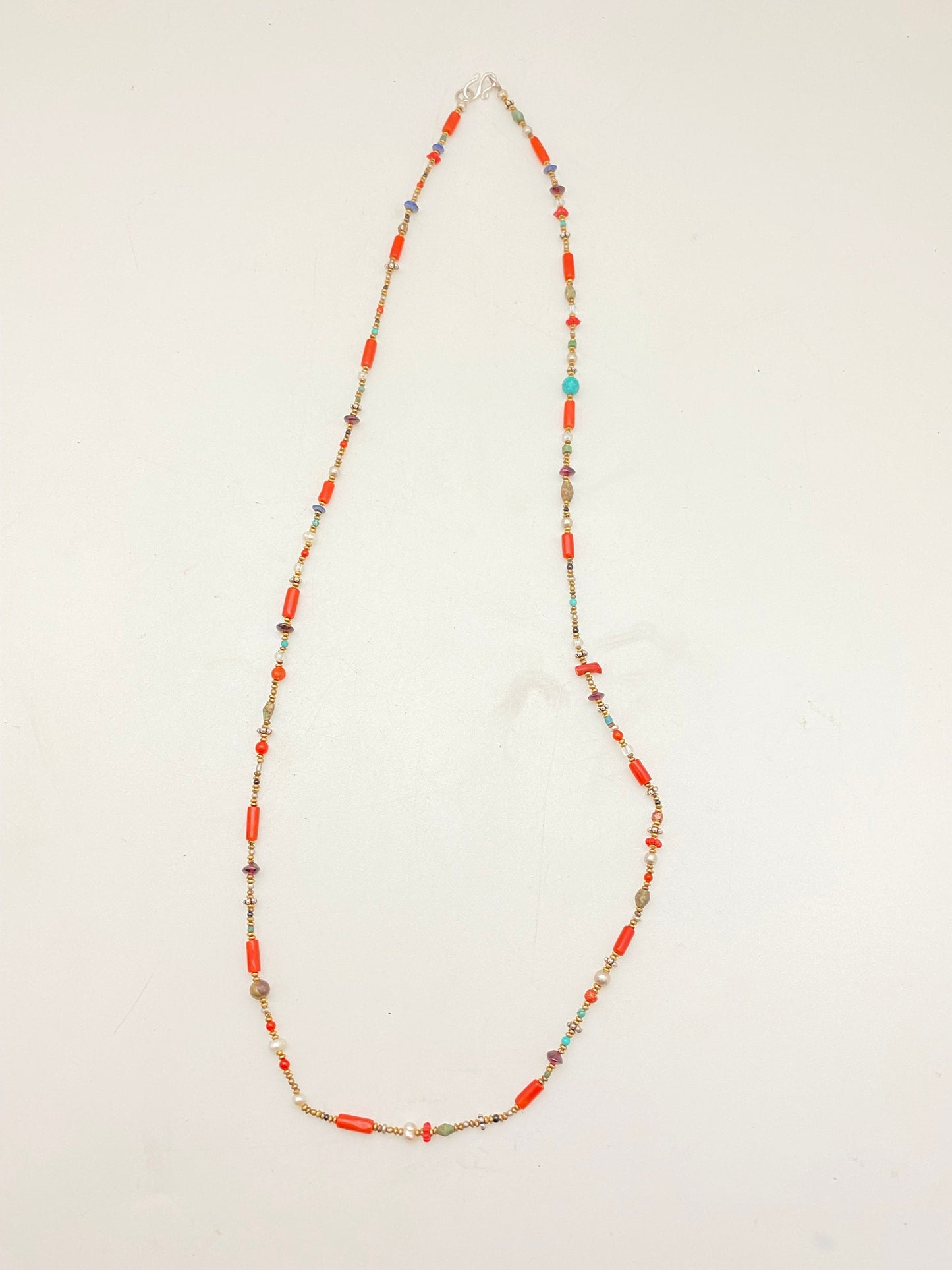 natural turquoise, coral,lapis,agate beads mala,necklace,sterling silver,tibetan turquoise,Himalayan,Nepalese,