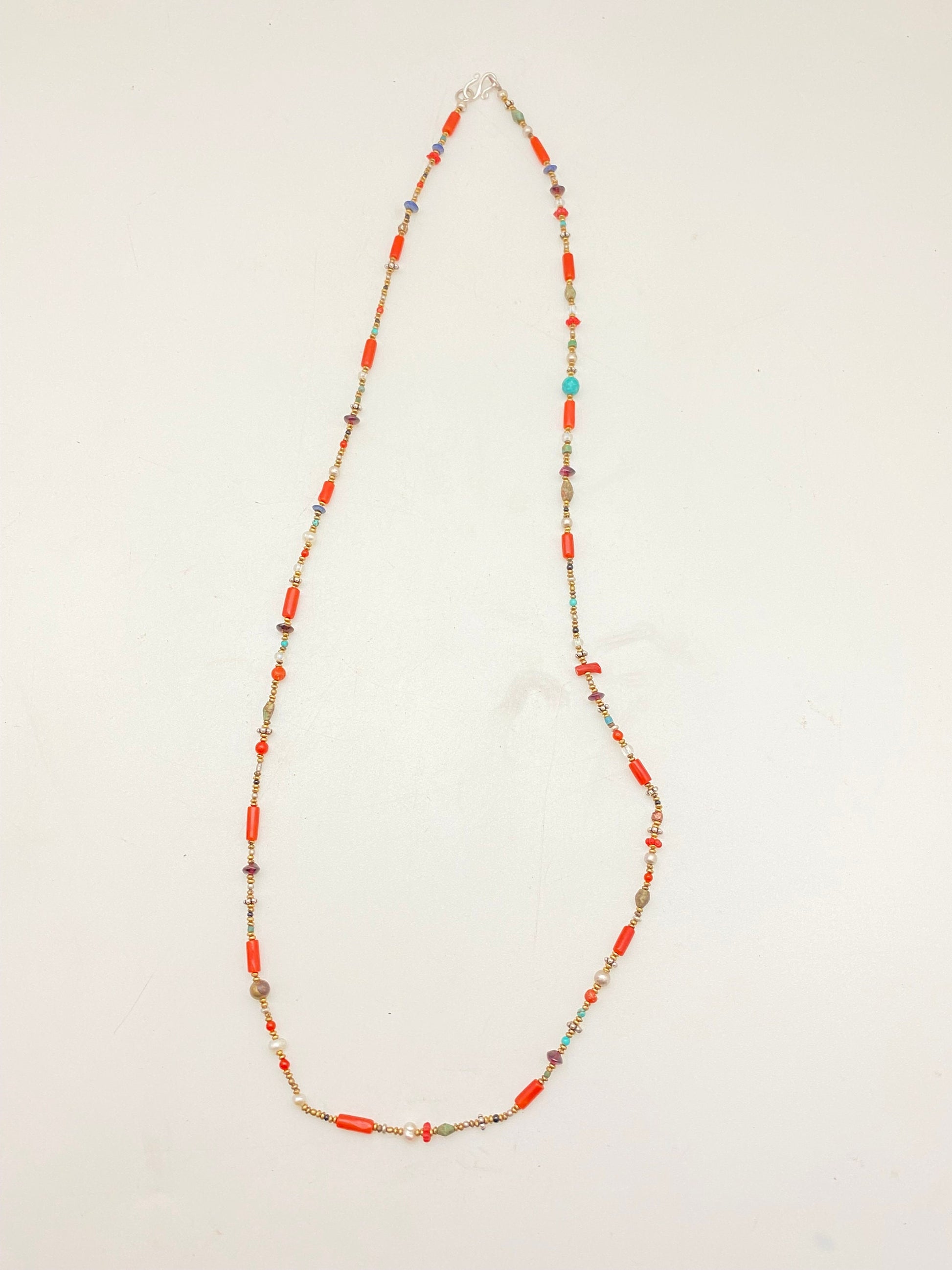 natural turquoise, coral,lapis,agate beads mala,necklace,sterling silver,tibetan turquoise,Himalayan,Nepalese,