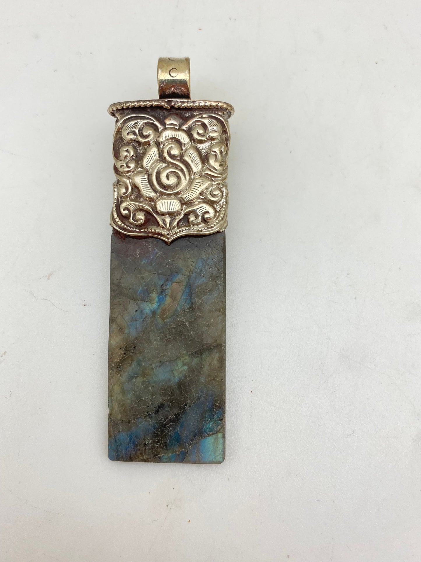 labradorite pendant, moon stone, handcrafted,tibetan repousse silver, ethnic,tibetan design,Himalayan,Nepalese