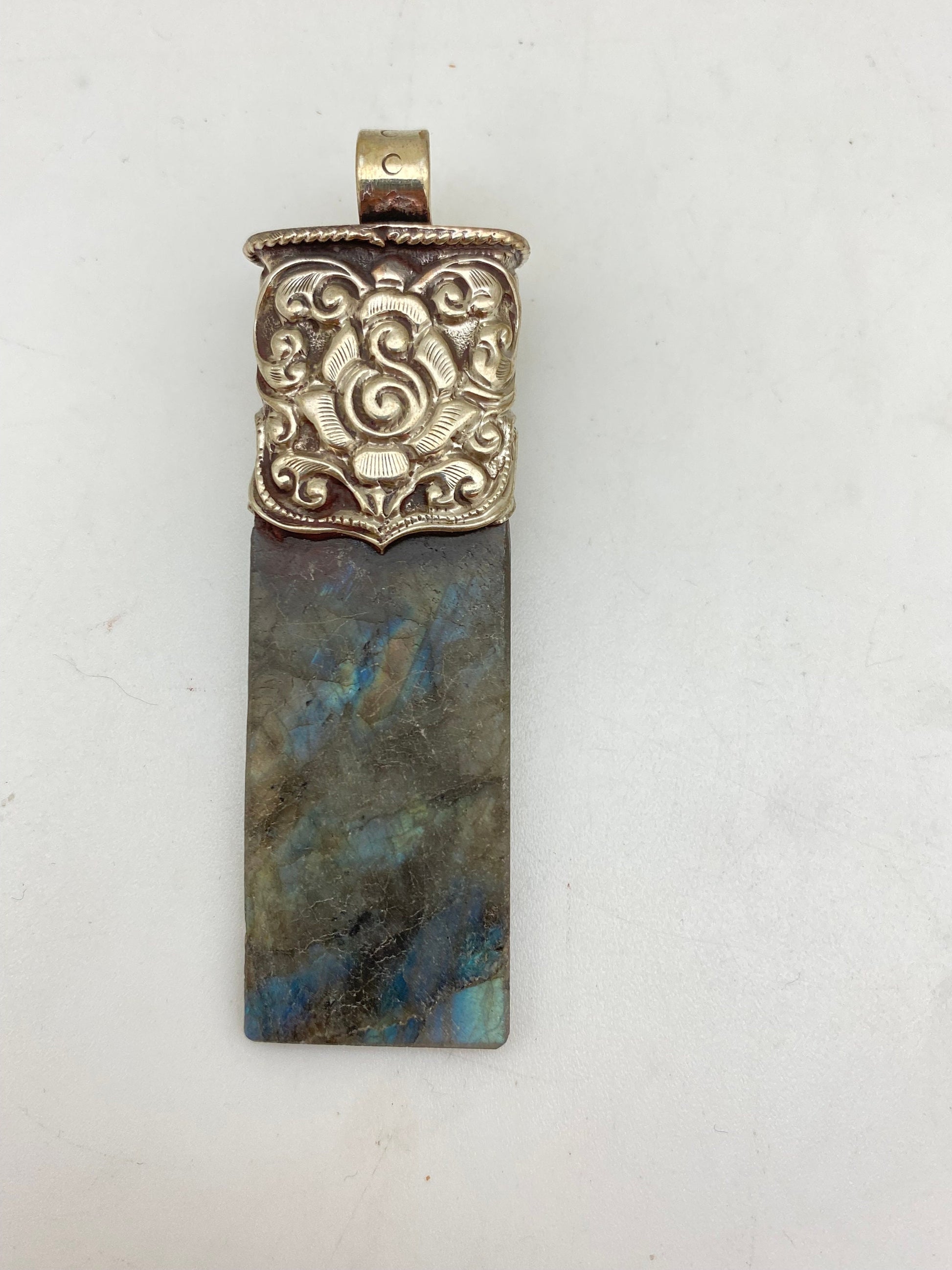 labradorite pendant, moon stone, handcrafted,tibetan repousse silver, ethnic,tibetan design,Himalayan,Nepalese