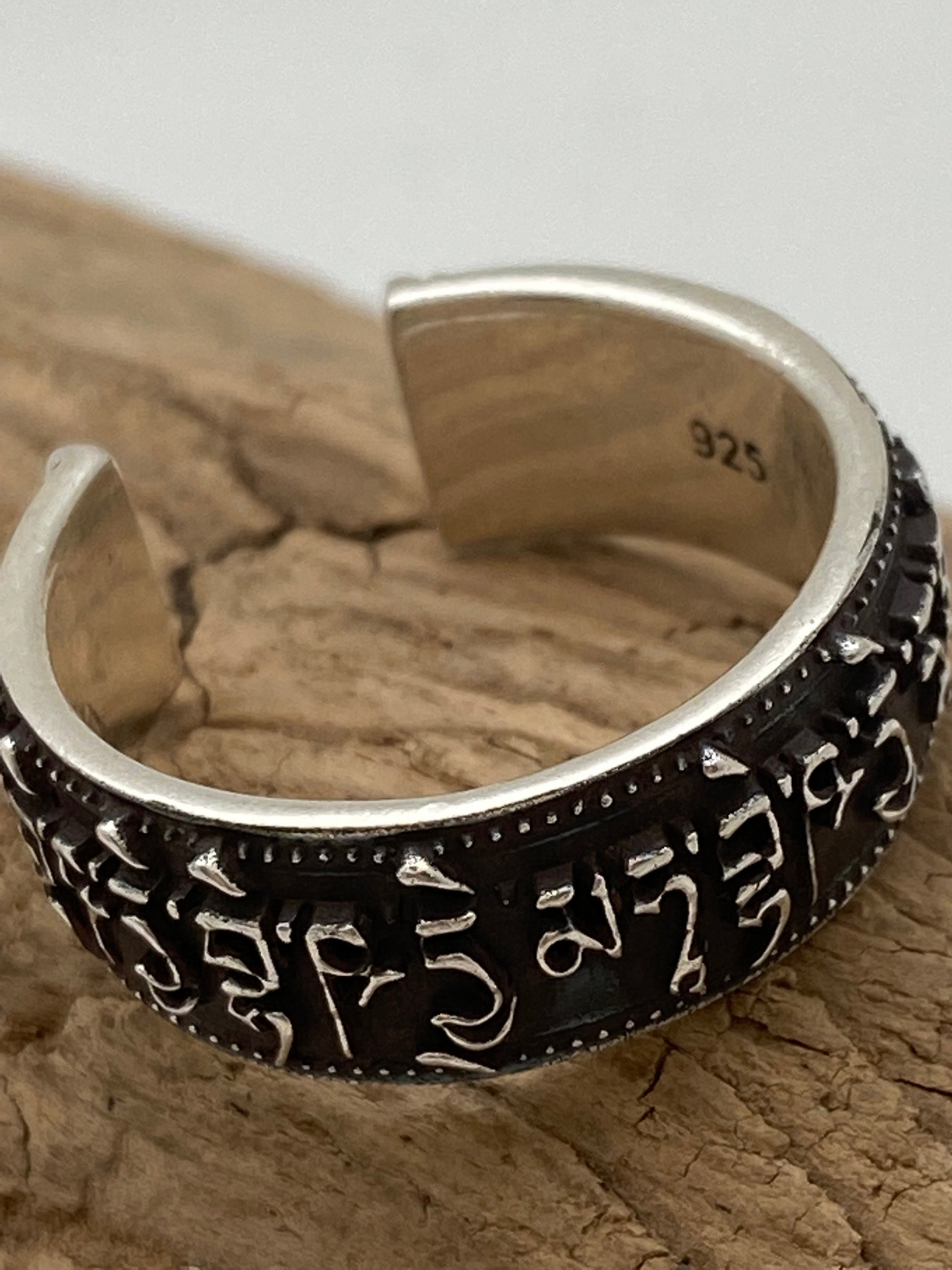 Tara mantra ring , sterling silver, free size, adjustable