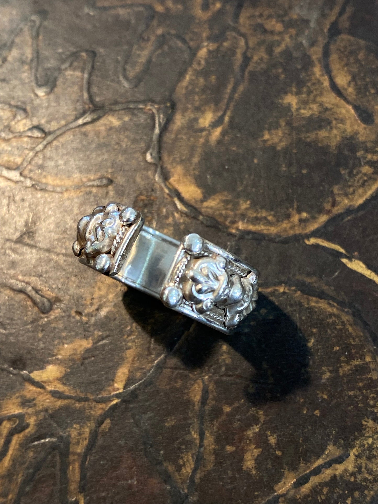 Buddha mantra ring , om mani padme hung , sterling silver, master handcrafted,adjustable