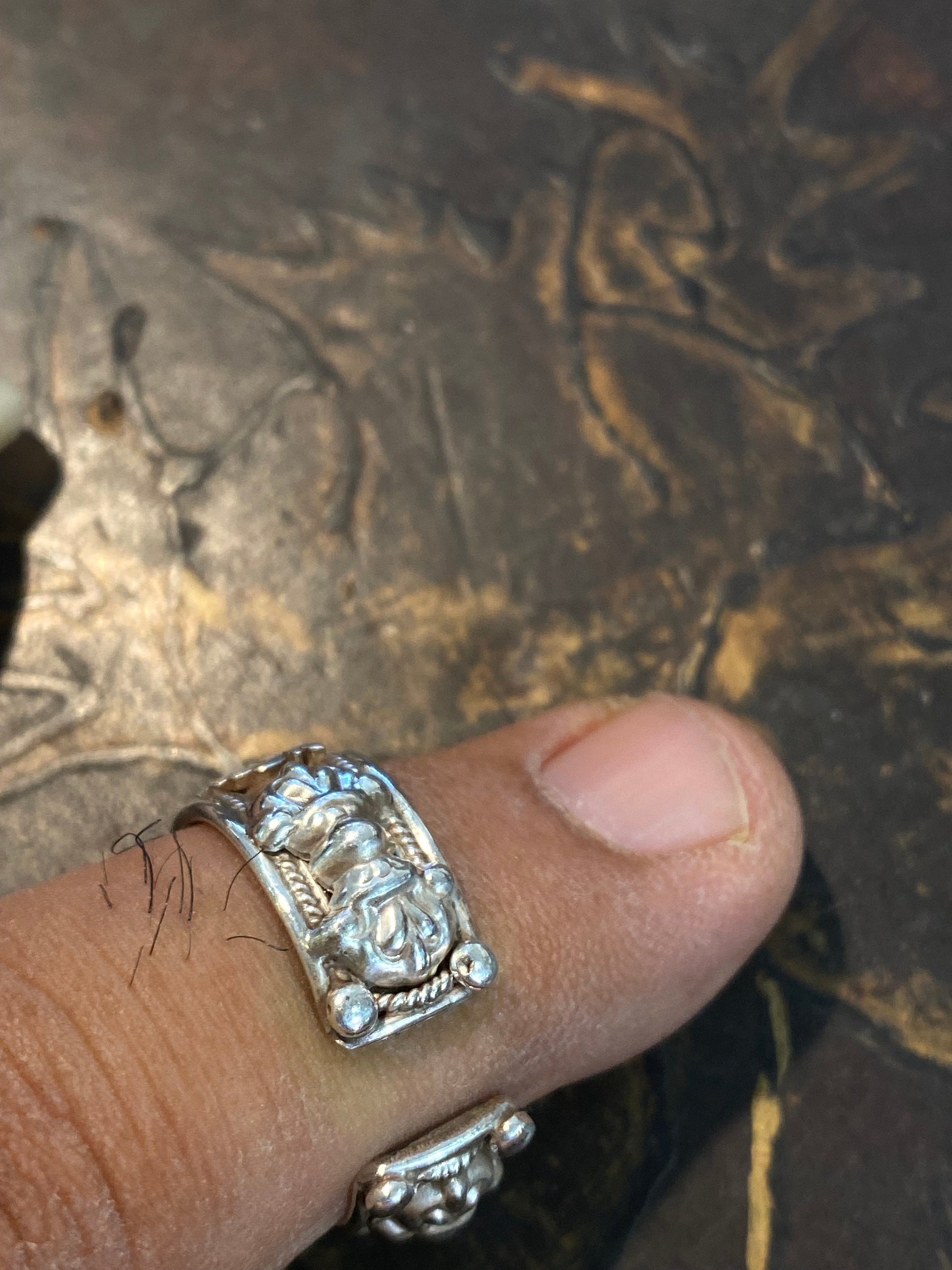 Buddha mantra ring , om mani padme hung , sterling silver, master handcrafted,adjustable