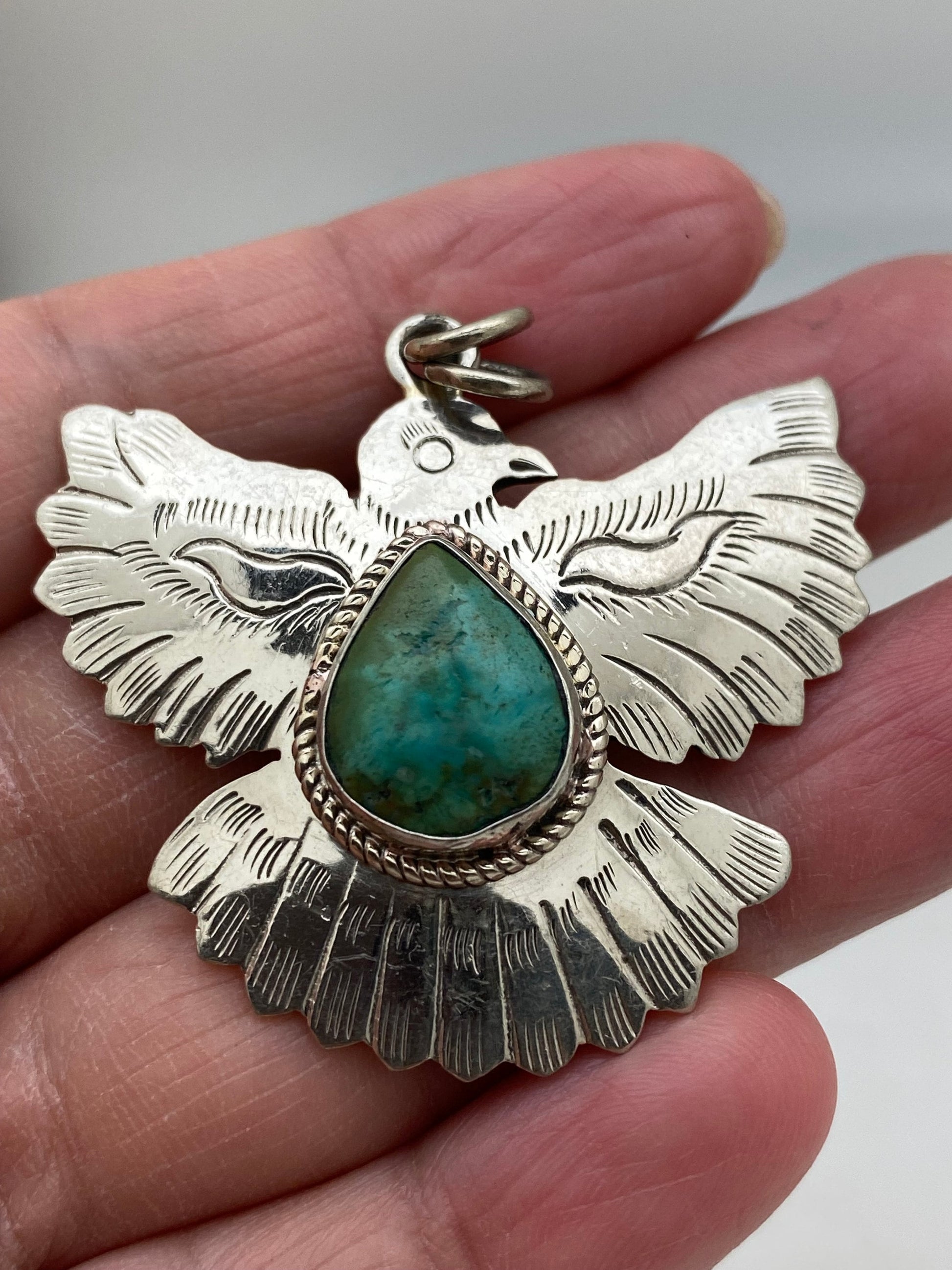 Eagle pendant, turquoise,handcrafted,tibetan silver, ethnic,tibetan design,Himalayan,Nepalese