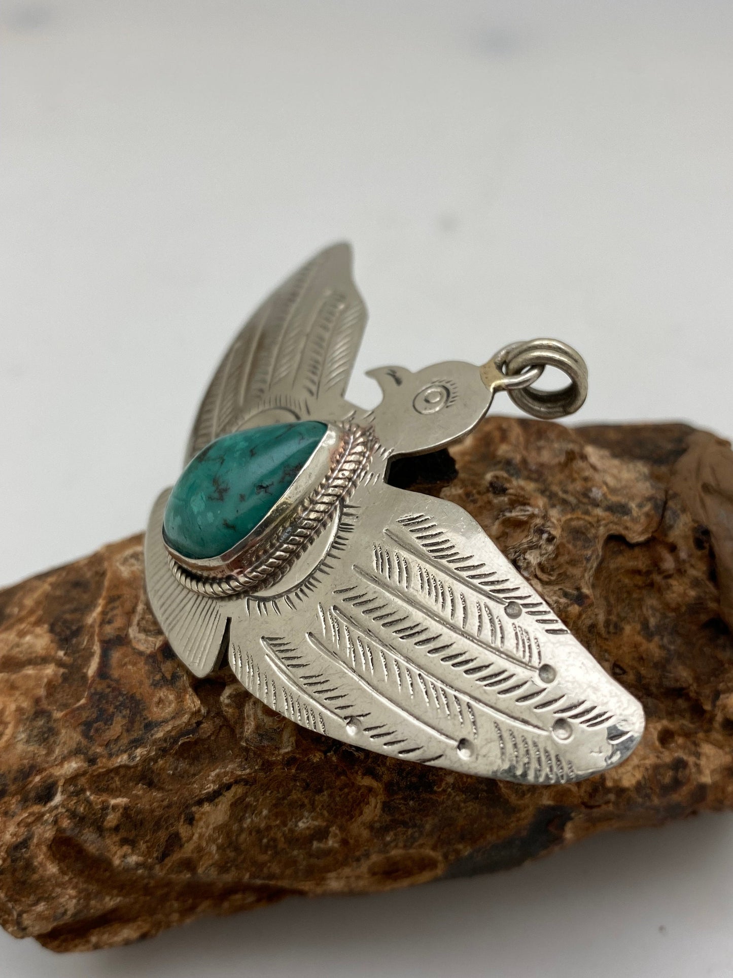 Eagle pendant, turquoise,tibetan silver, handcrafted,himalayan,ethnic,tibetan design,nepalese
