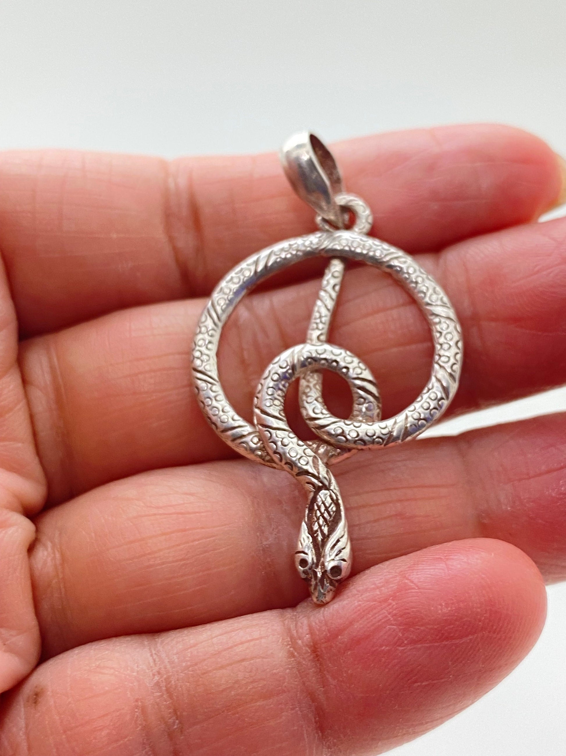 snake pendant,sterling silver,handcrafted,Himalayan,Nepalese