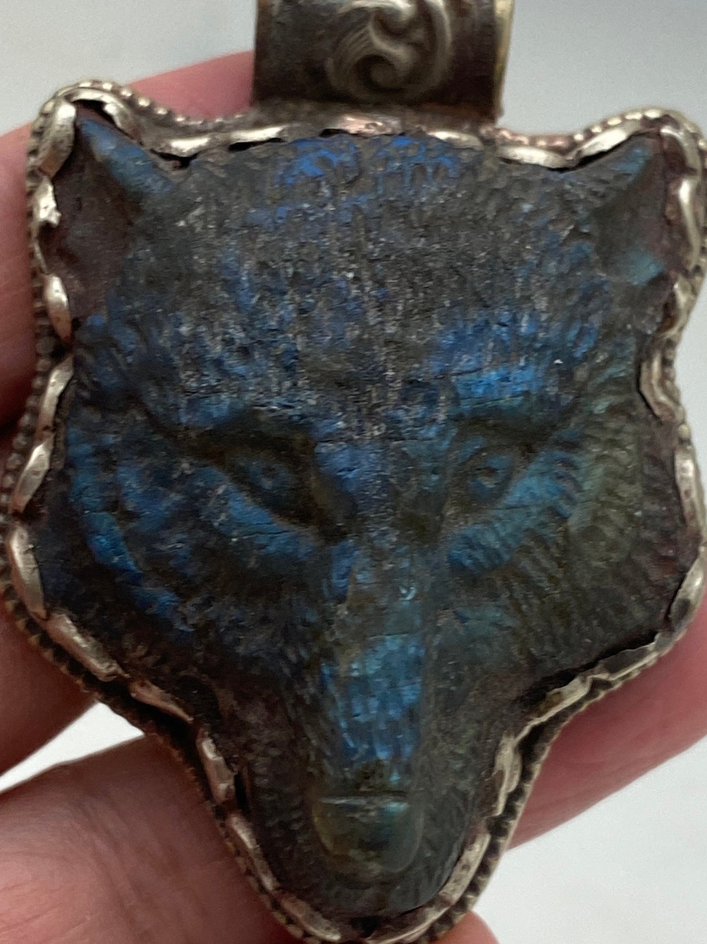 labradorite carved bear pendant,animal pendant, handcrafted,tibetan silver, animal lover,ethnic,Tibetan design,Himalayan,Nepalese,