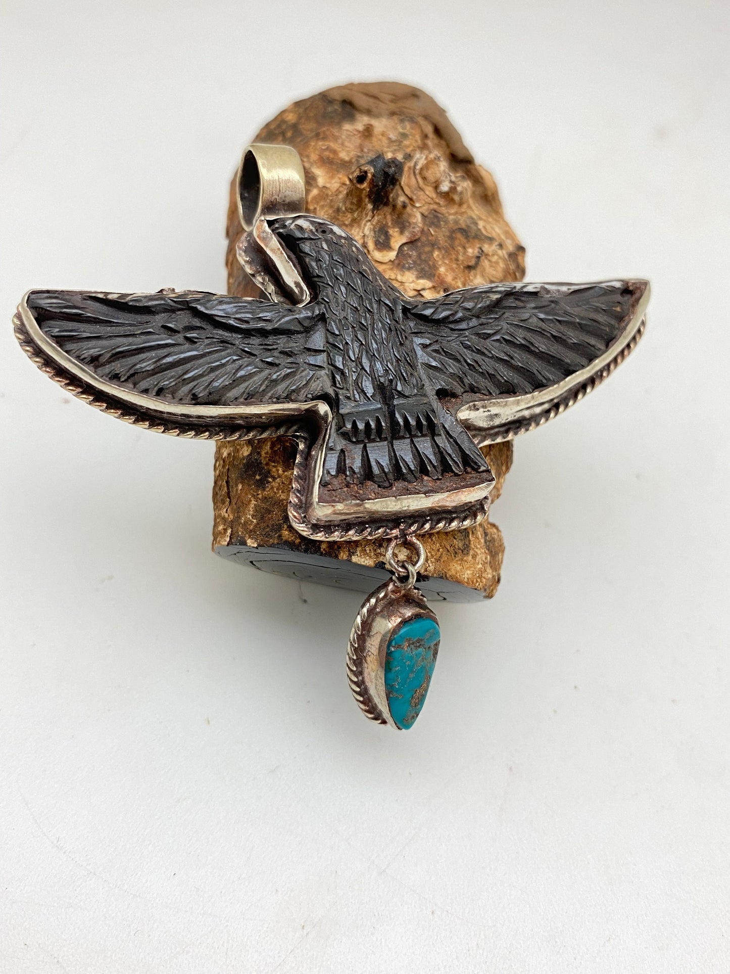 eagle pendant,bird pendant,turquoise, handcrafted,tibetan silver, bone carved, ethnic design,Tibetan design,Himalayan,Nepalese