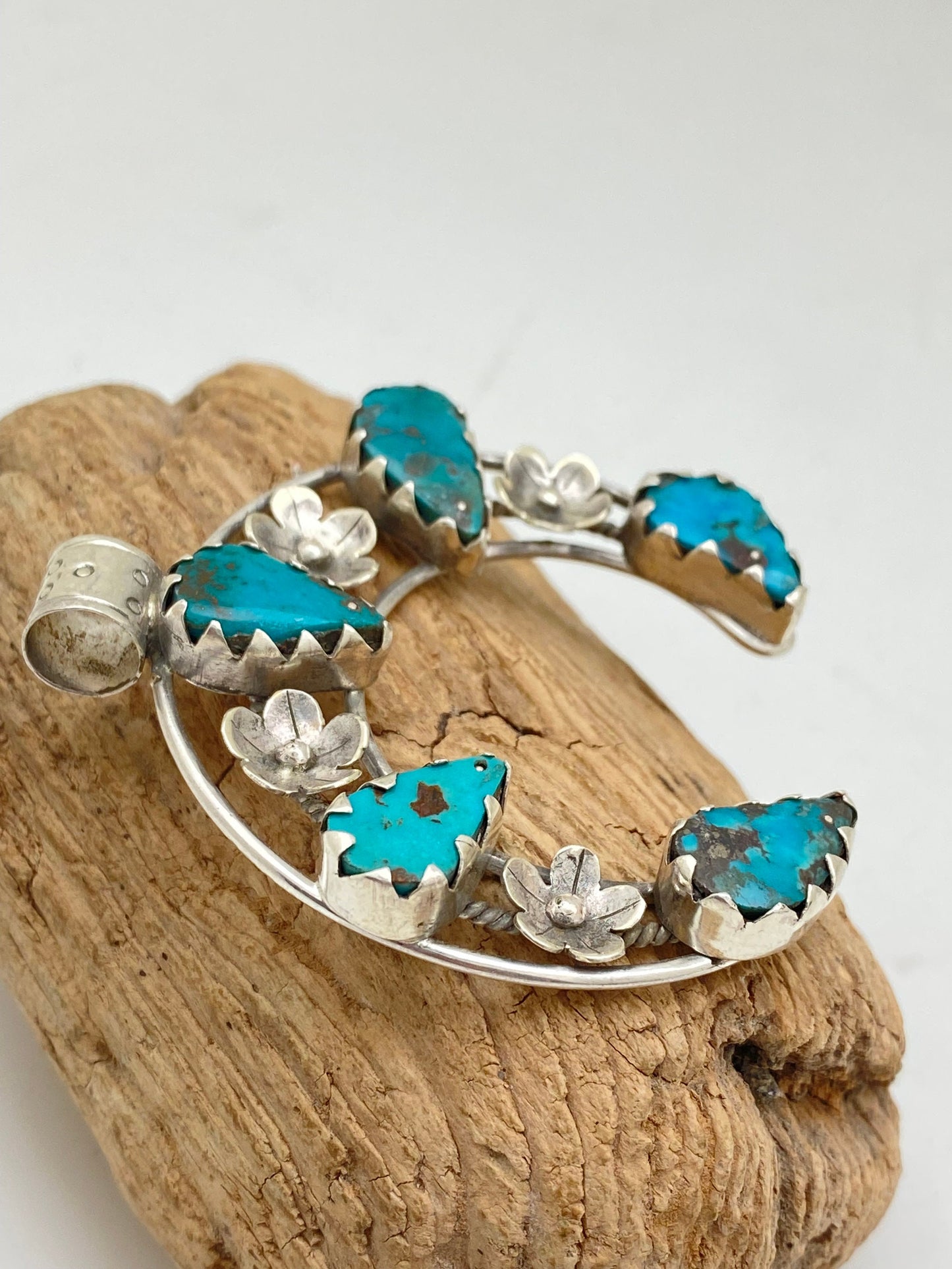 Turquoise Squash blossom, sterling silver, master hand made, natural Turquoise