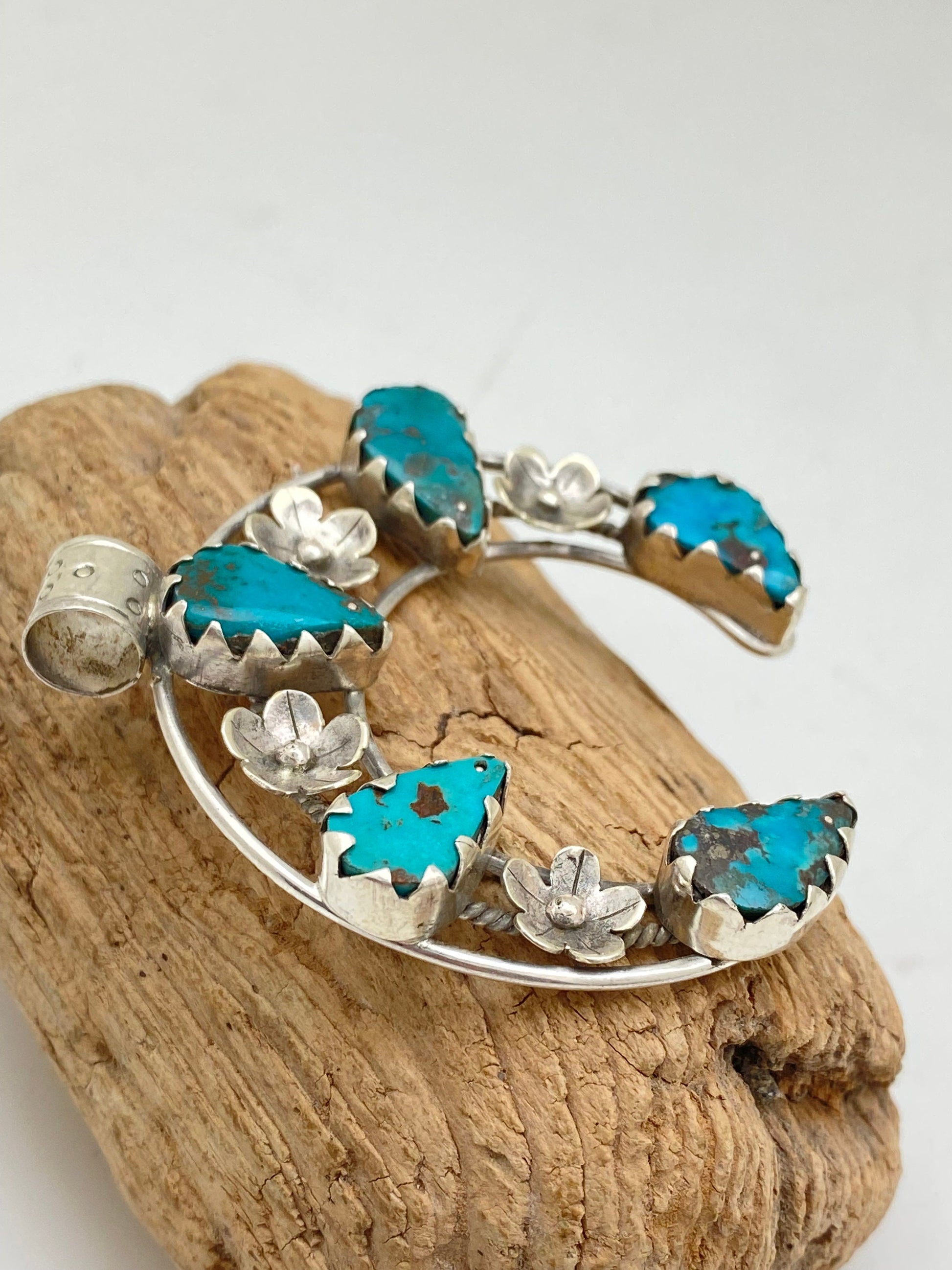 Turquoise Squash blossom, sterling silver, master hand made, natural Turquoise