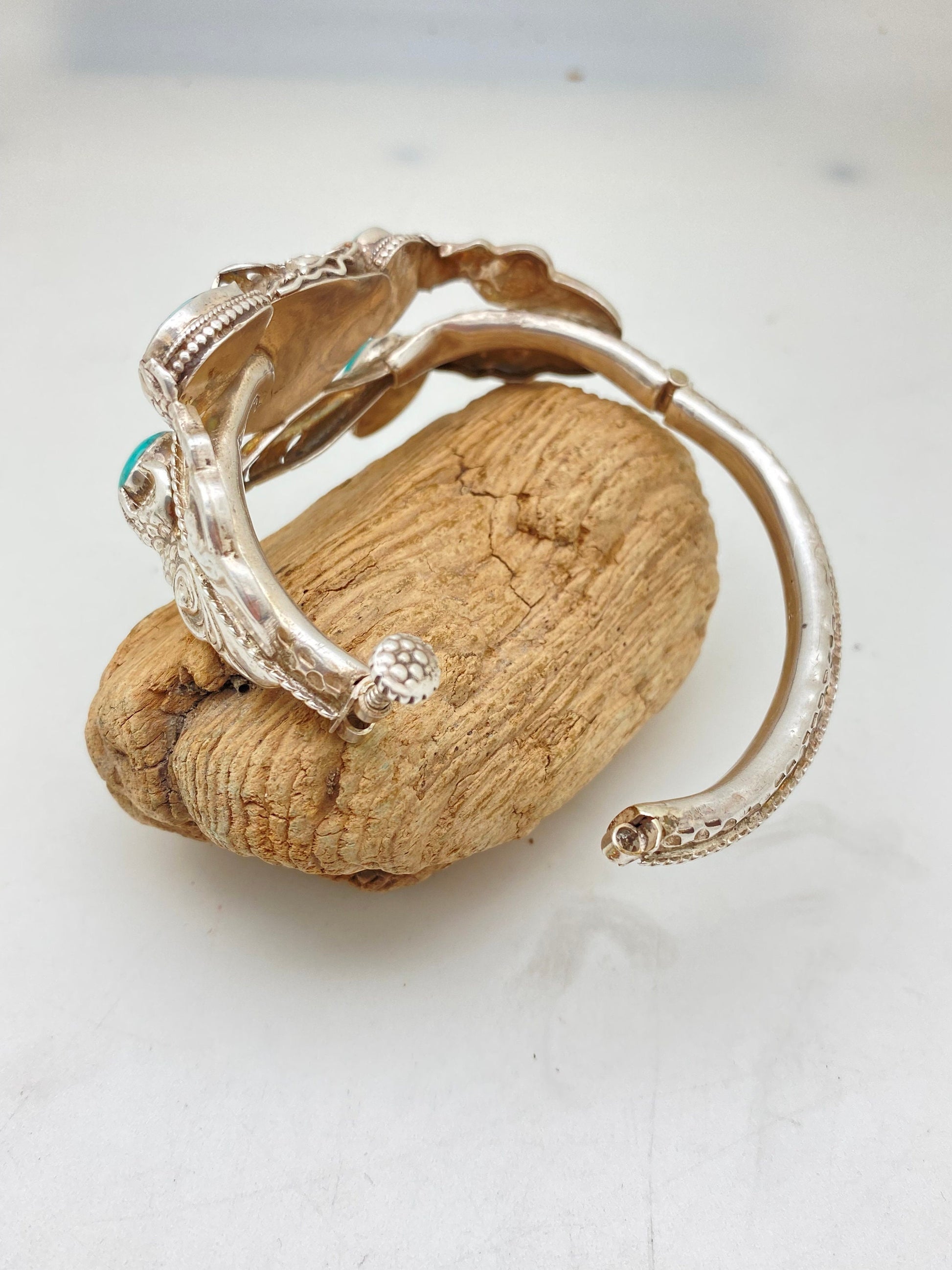 large dragon bracelet,bangle ,turquoise,handcrafted,sterling silver,himalayan,Nepalese,Tibetan design,ethnic