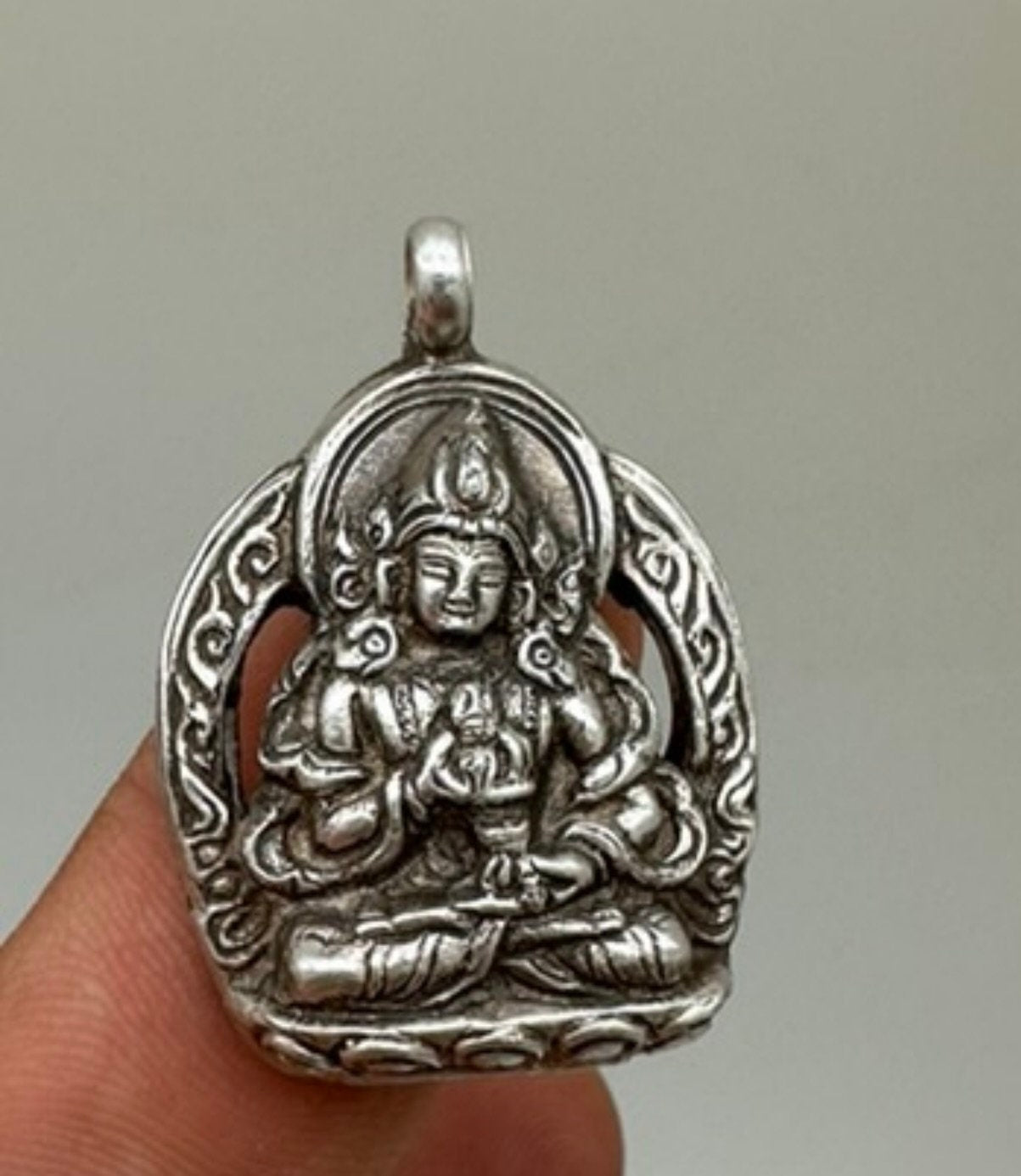 Vajrasattwa pendant, sterling silver, handcrafted, spiritual strength, enlightenment,Buddha,Tibet,Nepal,