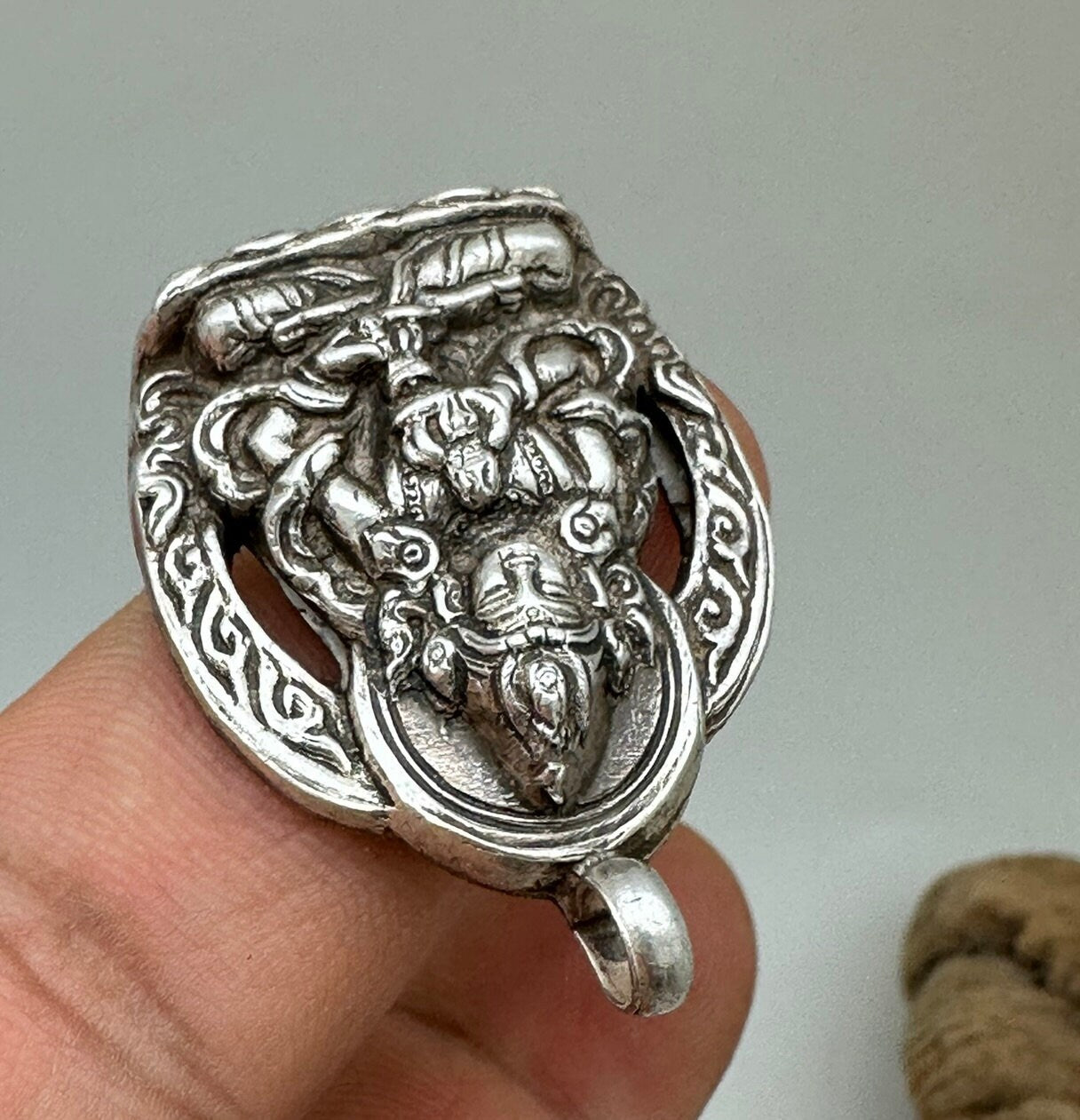 Vajrasattwa pendant, sterling silver, handcrafted, spiritual strength, enlightenment,Buddha,Tibet,Nepal,
