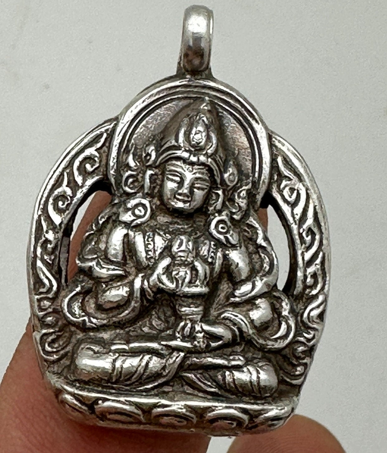 Vajrasattwa pendant, sterling silver, handcrafted, spiritual strength, enlightenment,Buddha,Tibet,Nepal,