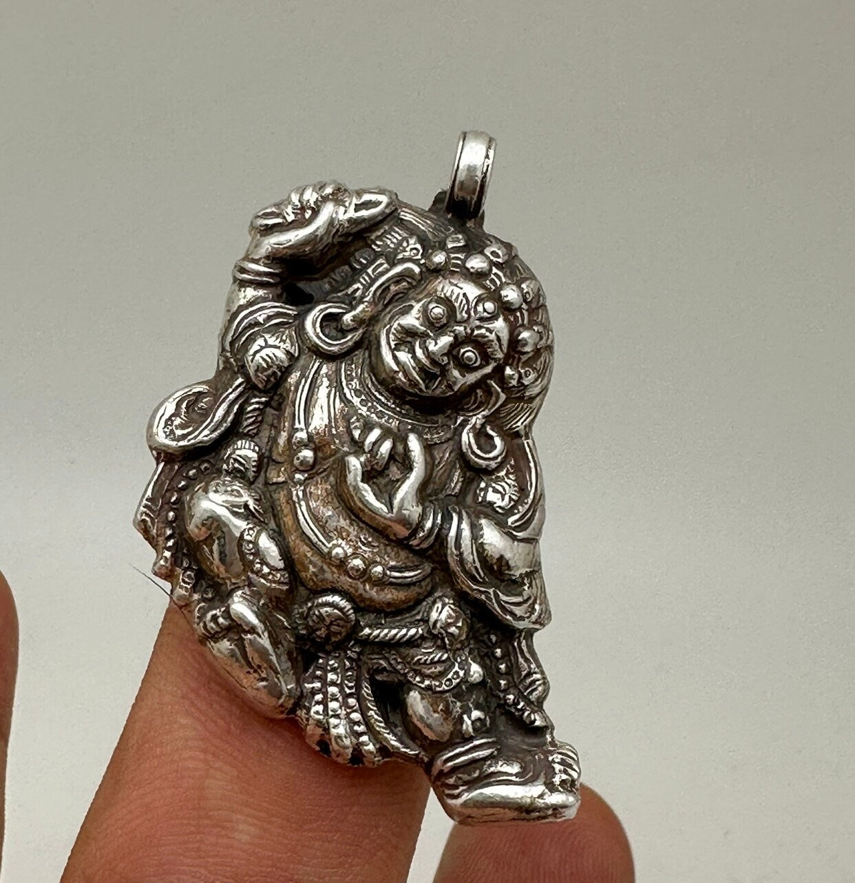 Vajrapani pendant, handcrafted,sterling silver, amulet,spiritual,protection,Himalayan,Nepal,Tibet