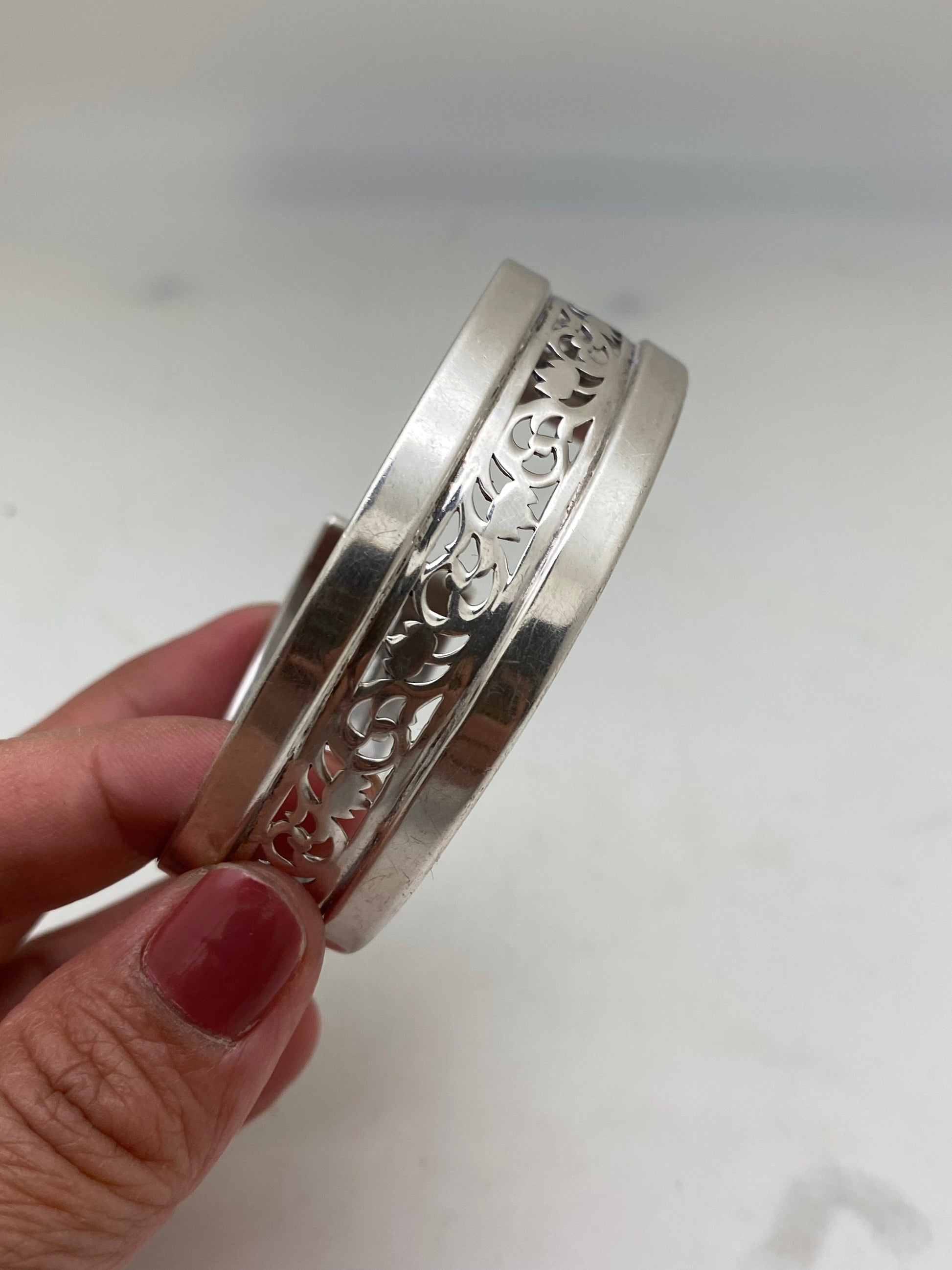 sterling silver bangle, cuff bracelet, handcrafted,adjustable,nepalese