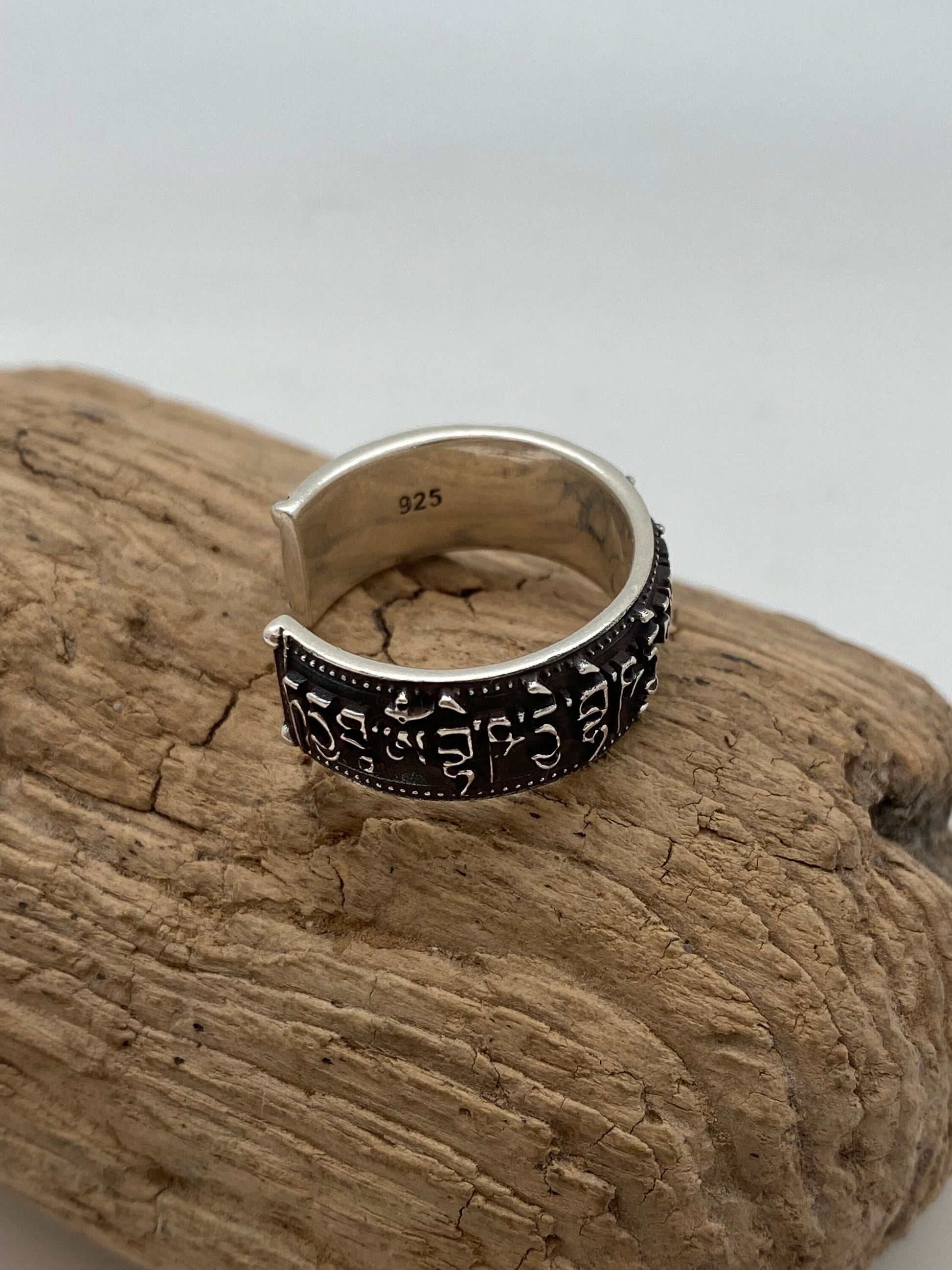 Tara mantra ring , sterling silver, free size, adjustable