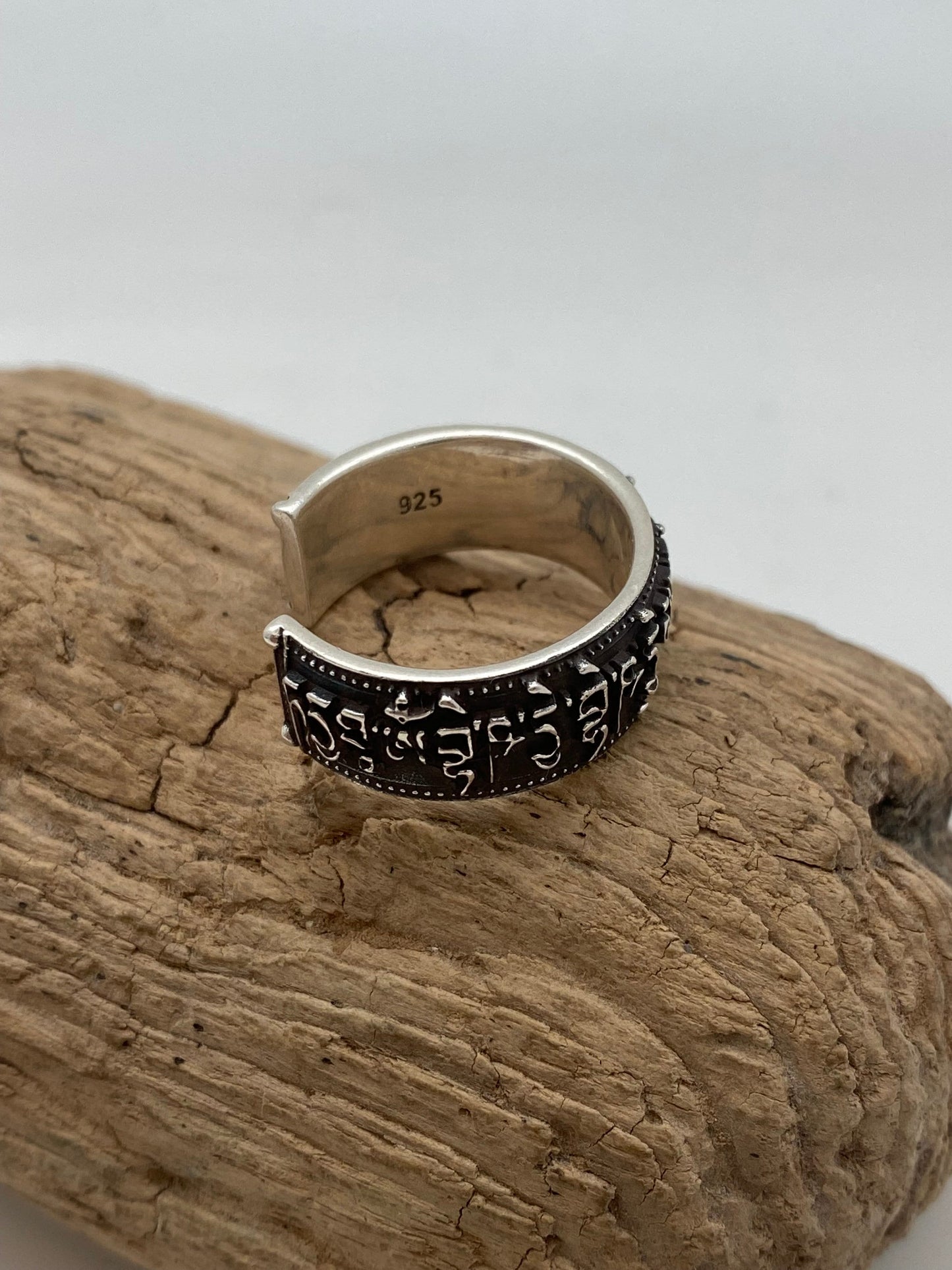Handcrafted Sterling Silver Medicine Buddha Mantra Ring