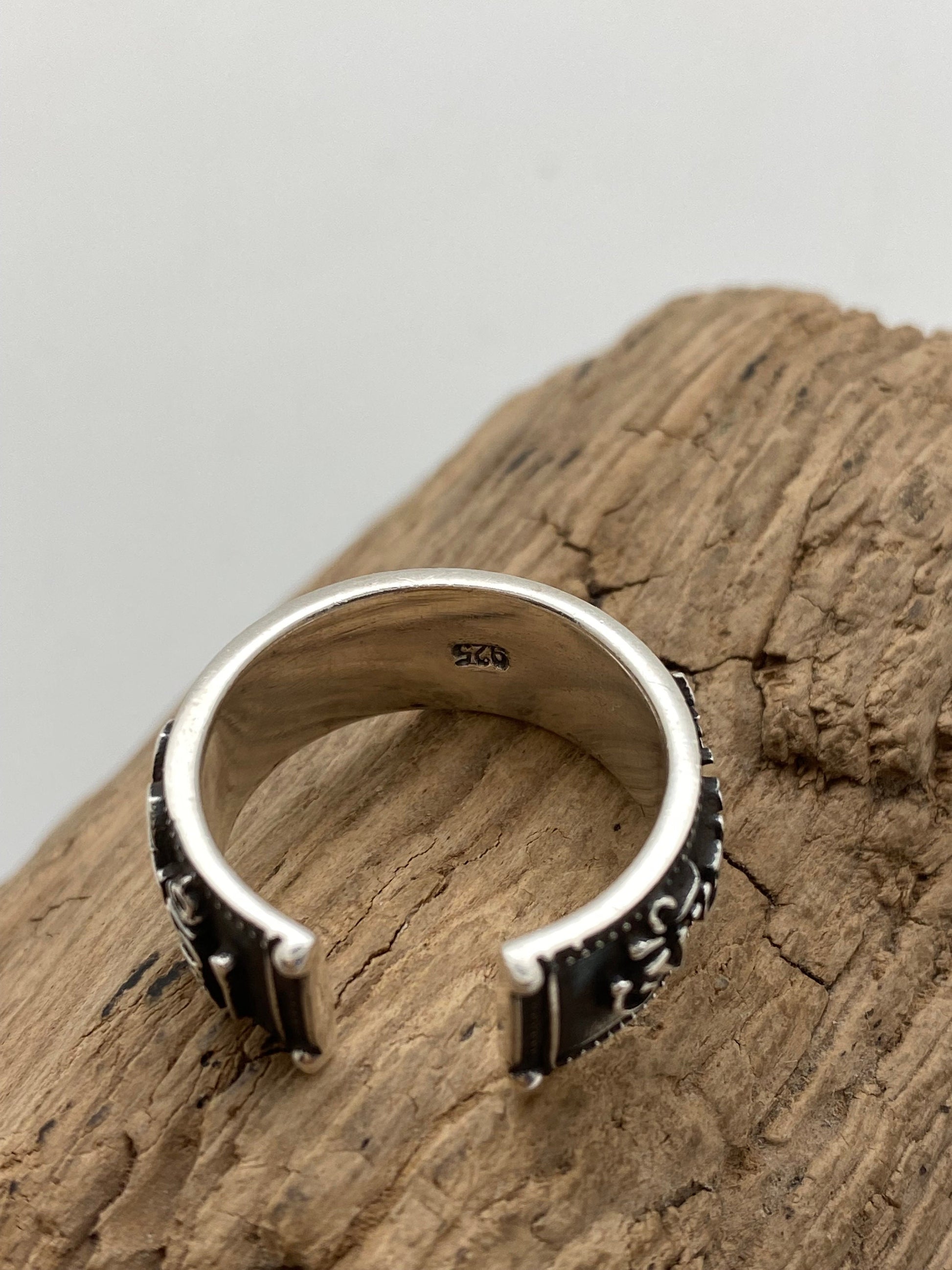 Handcrafted Sterling Silver Medicine Buddha Mantra Ring