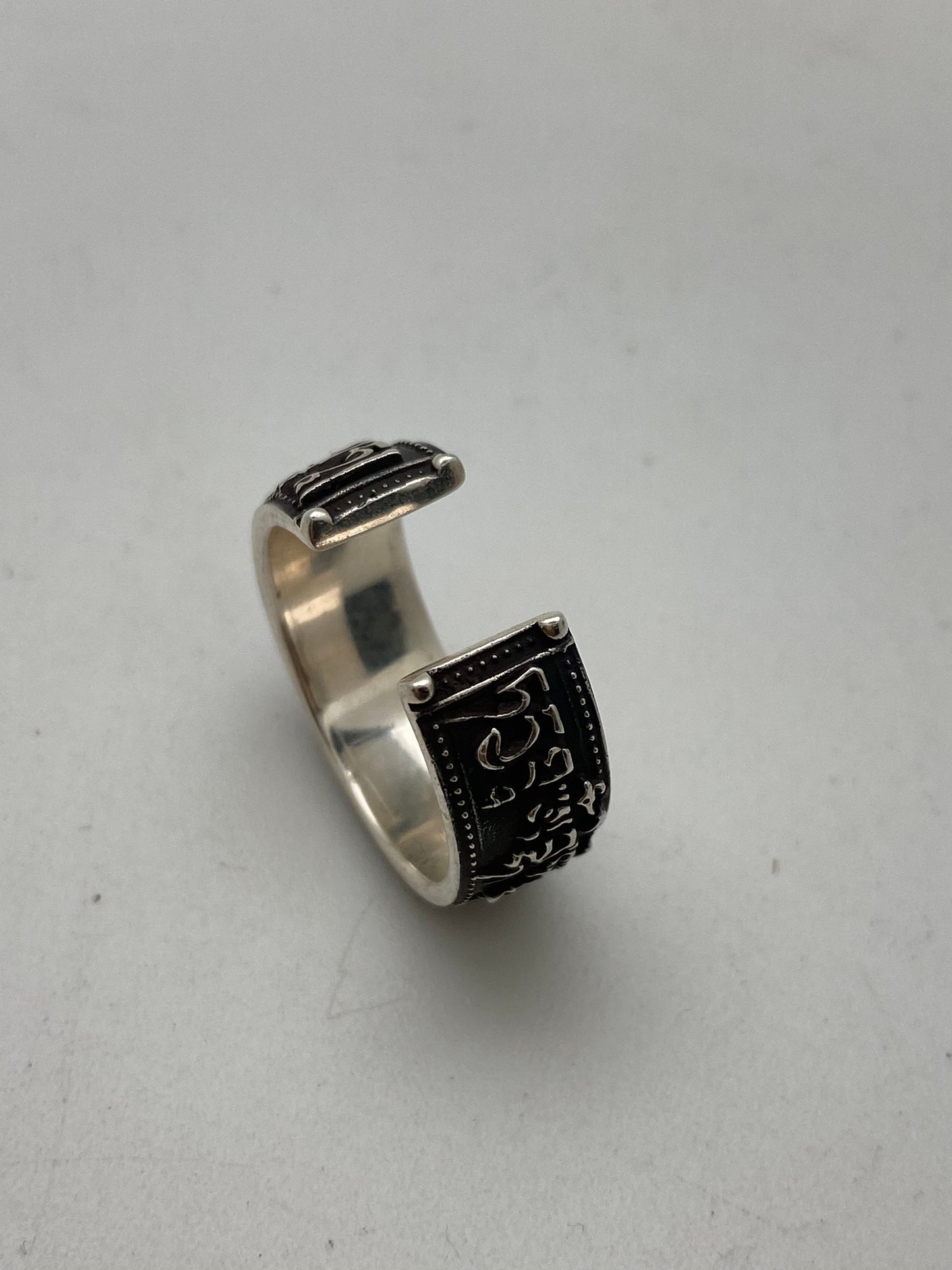 Handcrafted Sterling Silver Medicine Buddha Mantra Ring