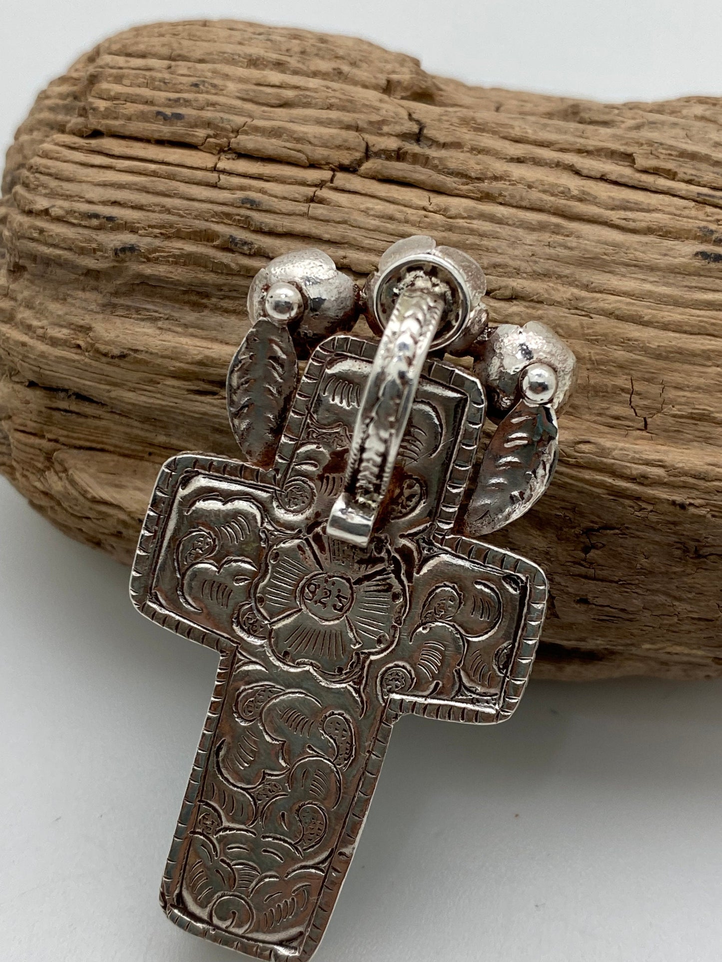 larimar cross pendant, sterling silver, master handcrafted