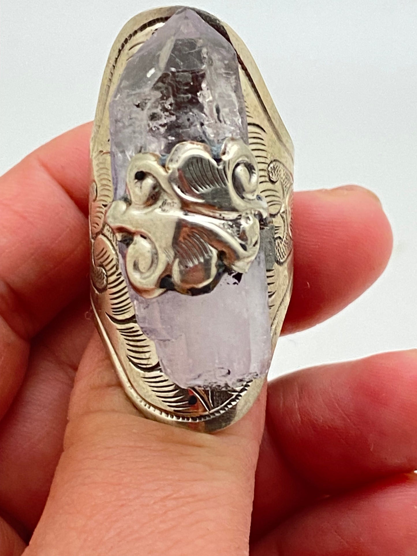 Amethyst ring, hand crafted,adjustable, tibetansilver,Himalayan ,Nepalese