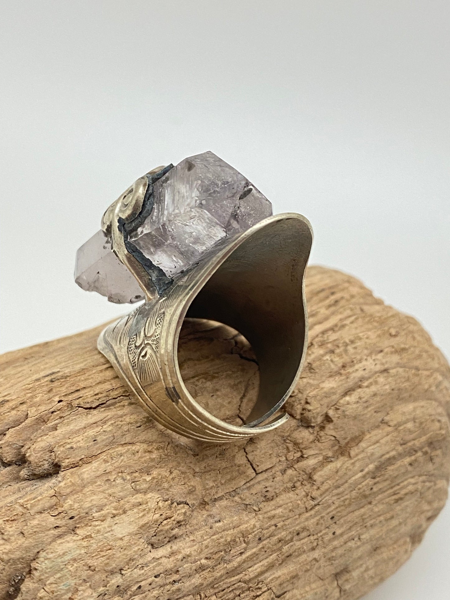 Amethyst ring, hand crafted,adjustable, tibetansilver,Himalayan ,Nepalese