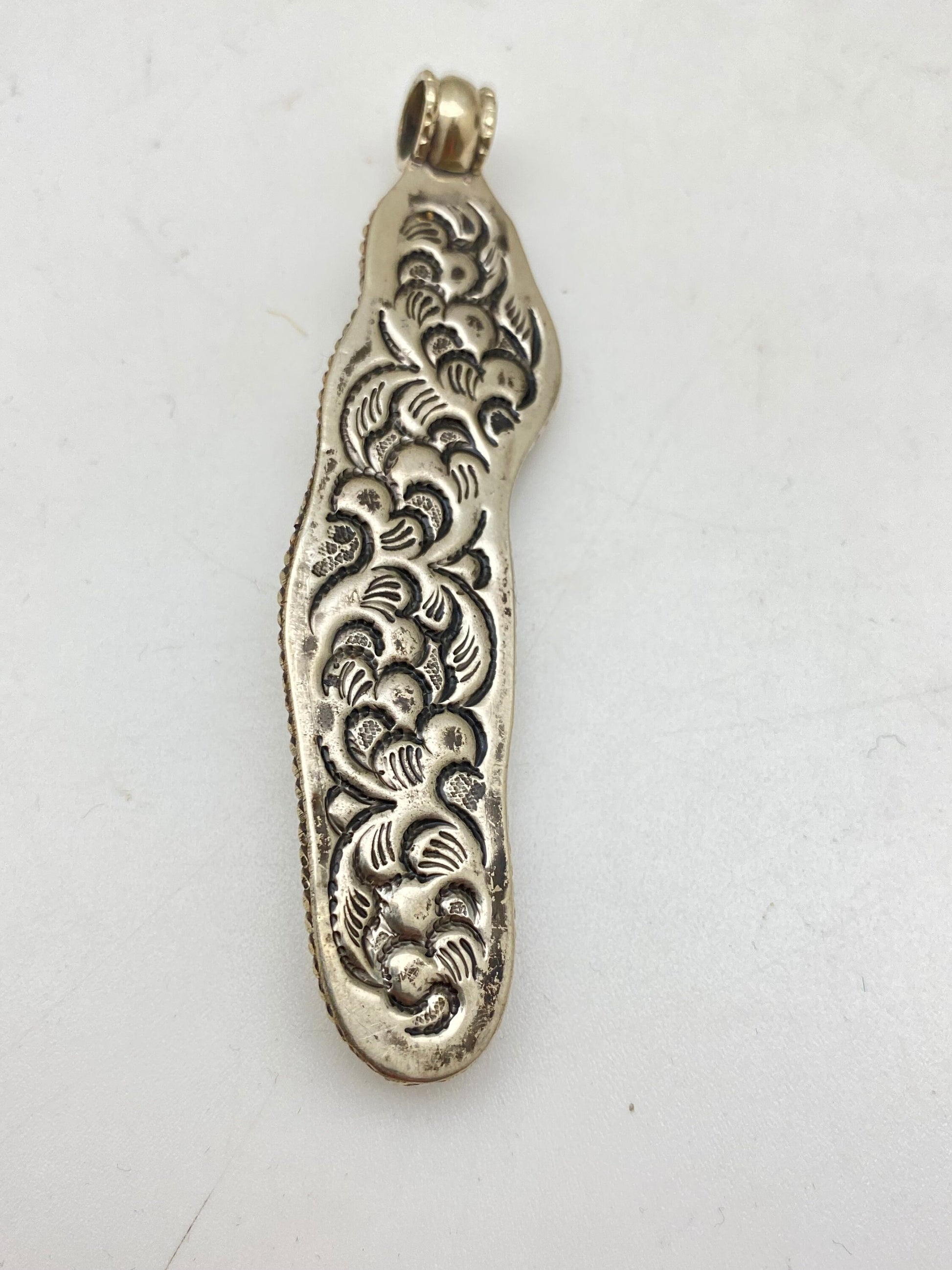 mermaid pendant, bone carved, handcrafted,tibetan silver,Nepalese,