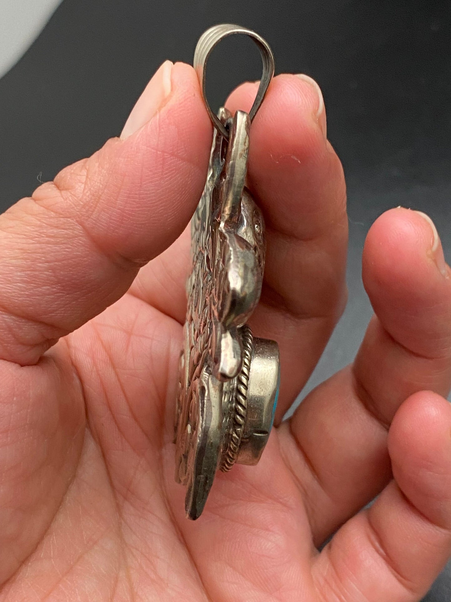 Bug pendant, turquoise,handcrafted,tibetan silver, ethnic design,Nepalese