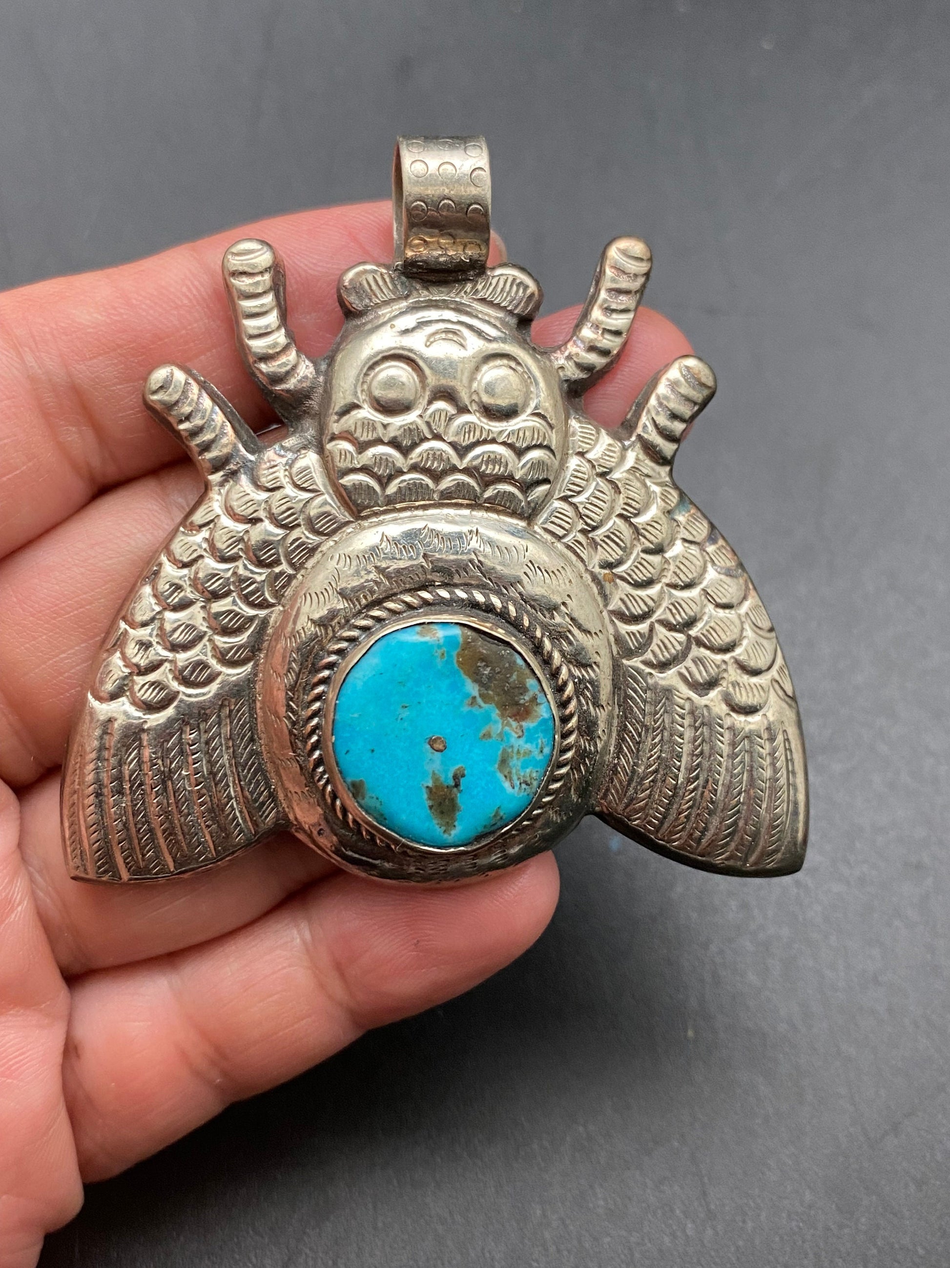 Bug pendant,Beetle, handcrafted, Tibetan silver,Turquoise,ethnic style,Nepalese