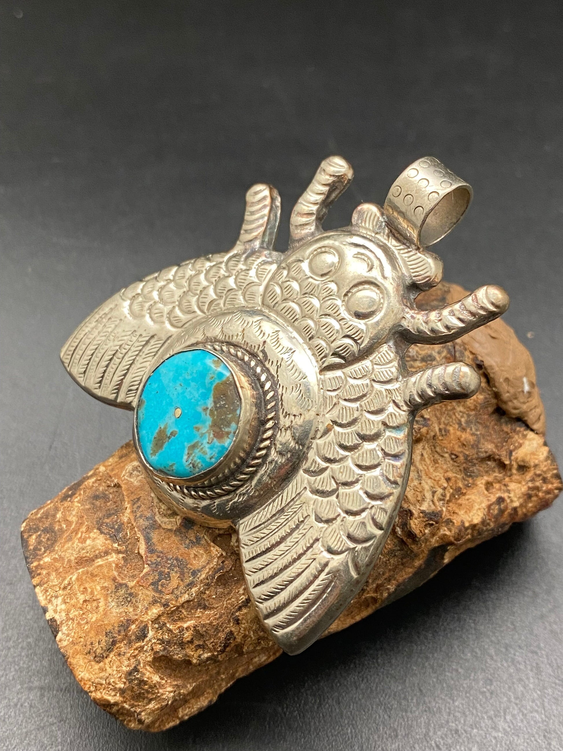 Bug pendant,Beetle, handcrafted, Tibetan silver,Turquoise,ethnic style,Nepalese