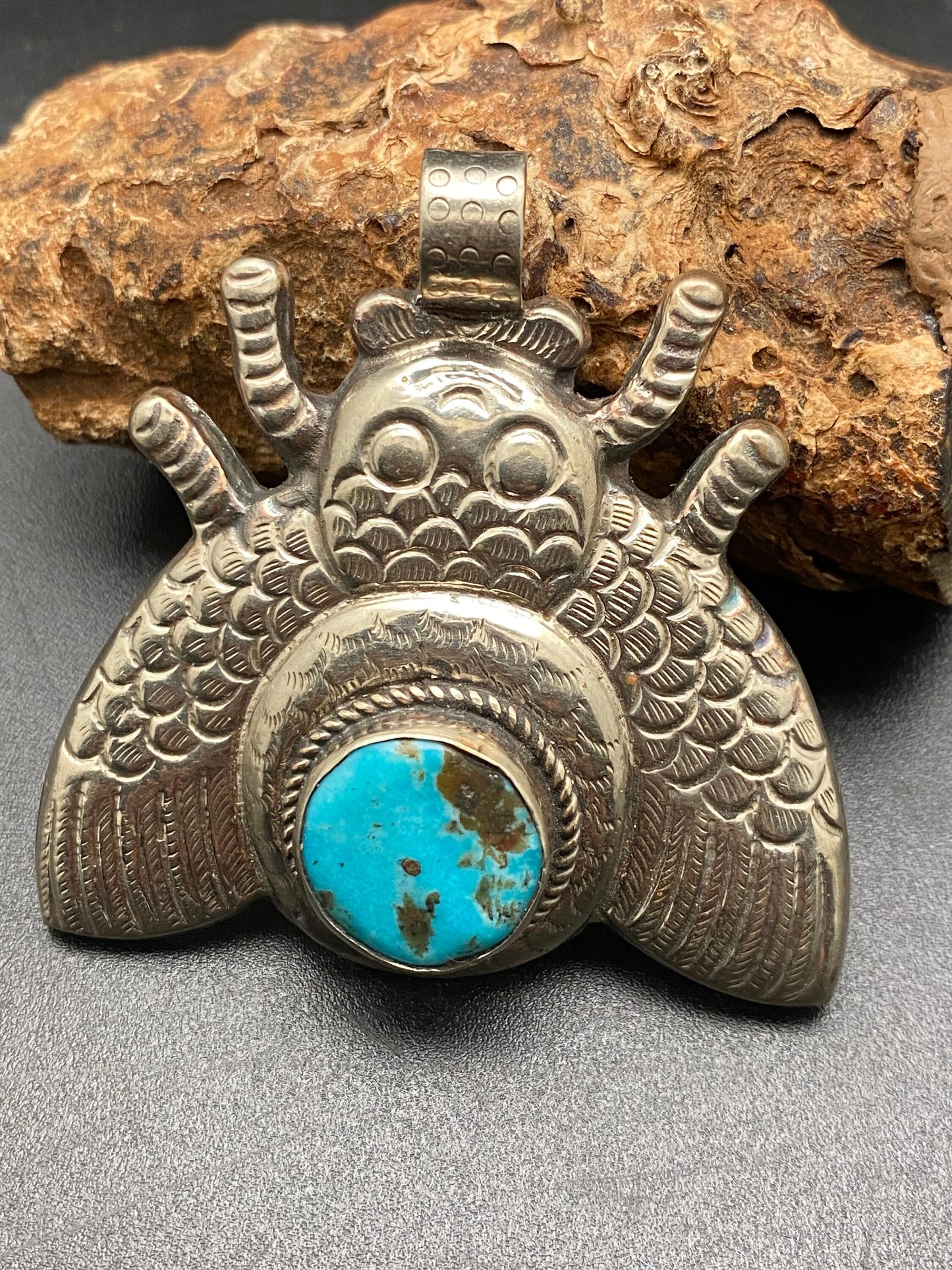 Bug pendant,Beetle, handcrafted, Tibetan silver,Turquoise,ethnic style,Nepalese