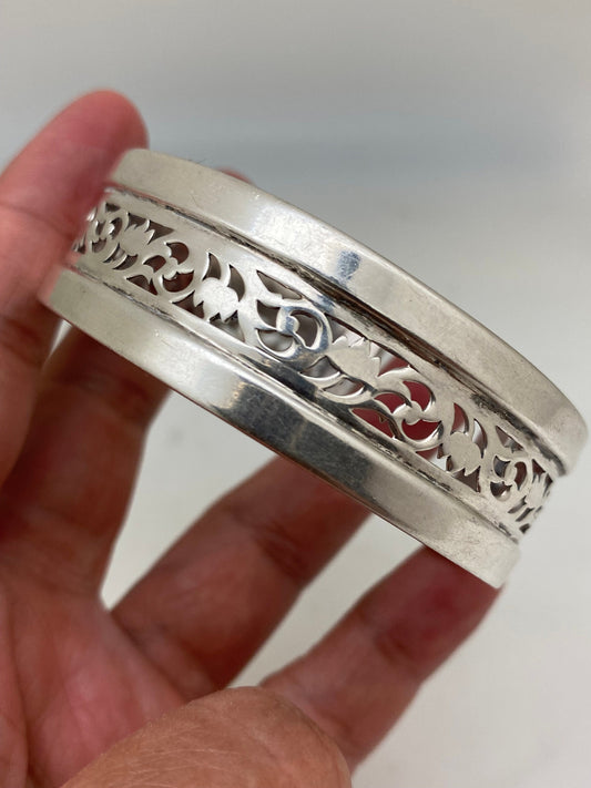 sterling silver bangle, cuff bracelet, handcrafted,adjustable,nepalese