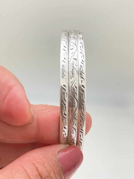sterling silver bangle, cuff bracelet, handcrafted,adjustable,Nepalese