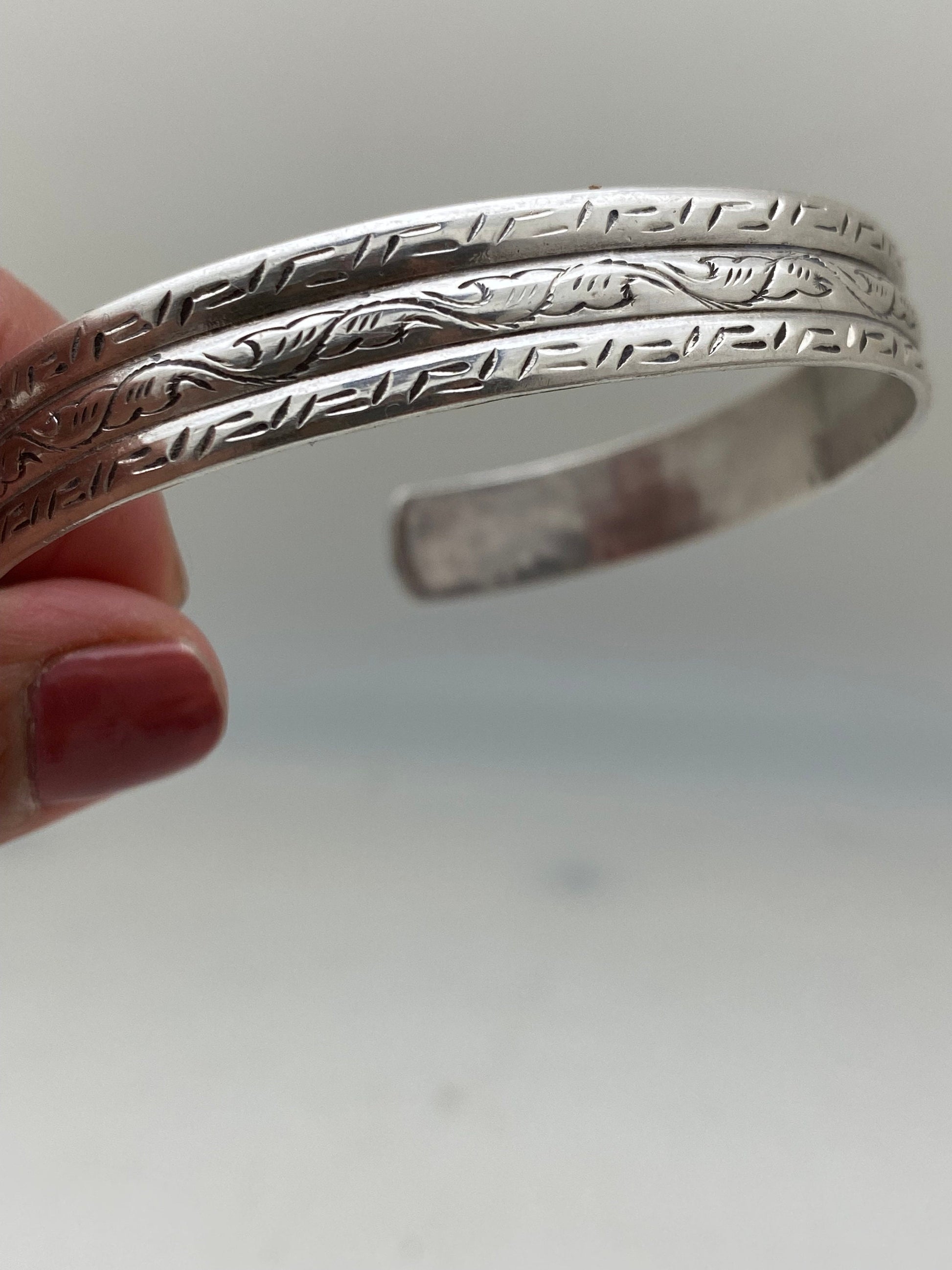 sterling silver bangle, cuff bracelet, handcrafted,adjustable,Nepalese