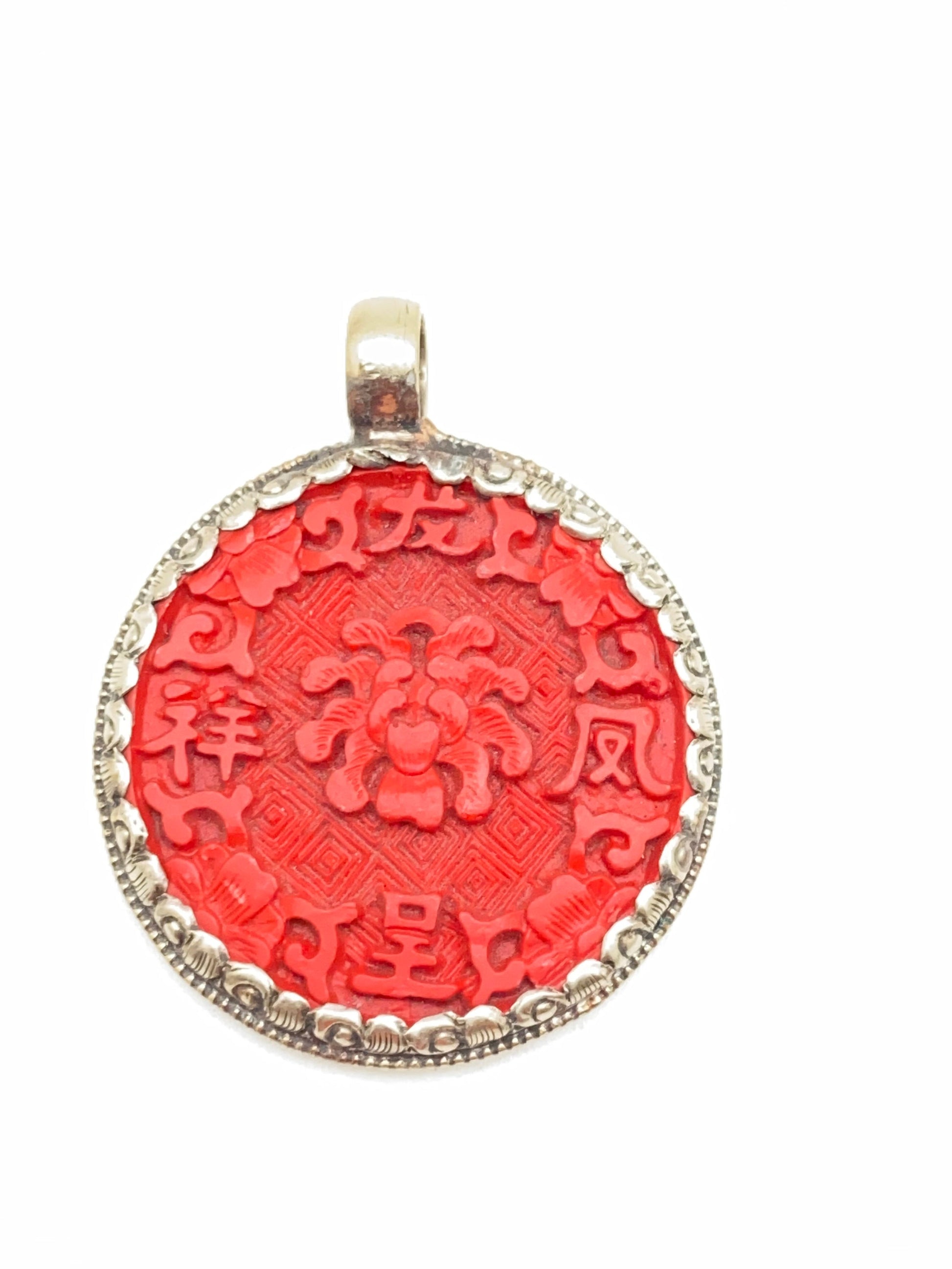 Cinnabar dragon pendant, handcrafted ,Tibetansilver,handcrafted,tibetan design,Himalayan,Nepalese