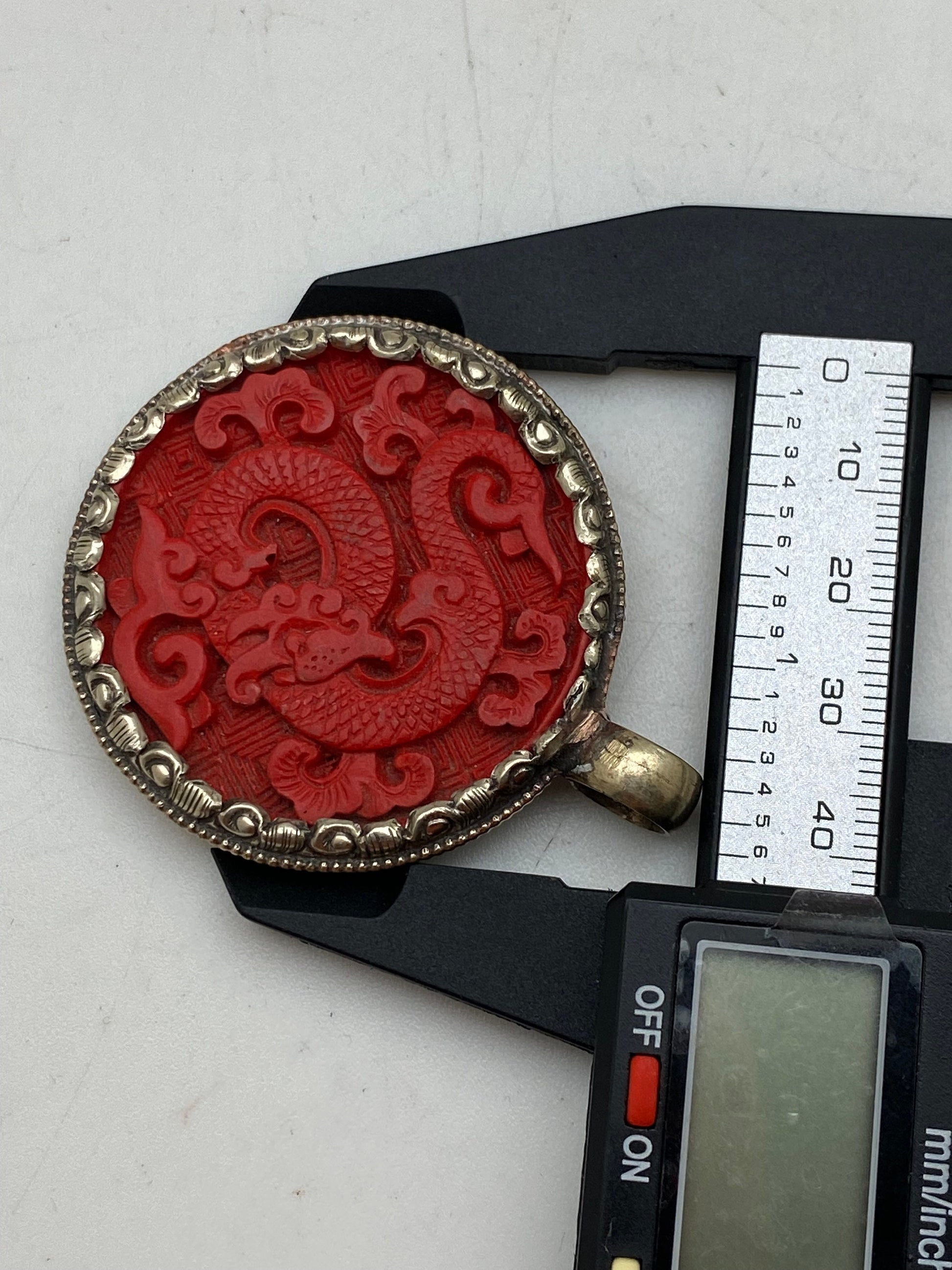 Cinnabar dragon pendant, handcrafted ,Tibetansilver,handcrafted,tibetan design,Himalayan,Nepalese