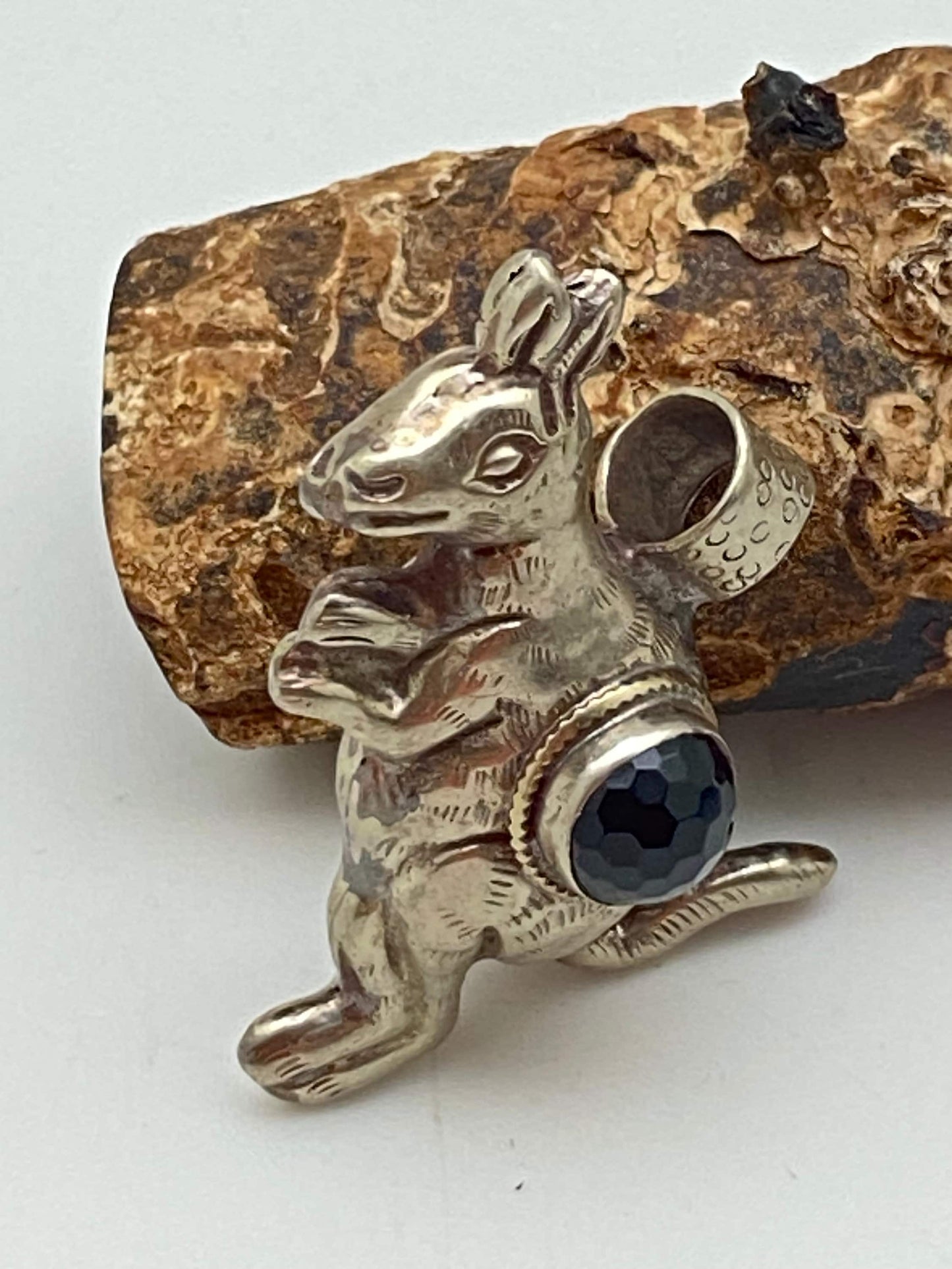 Kangaroo pendant, black onyx, hand crafted, tibetan silver ,ethnic style, tibetan design, Himalayan, Nepalese