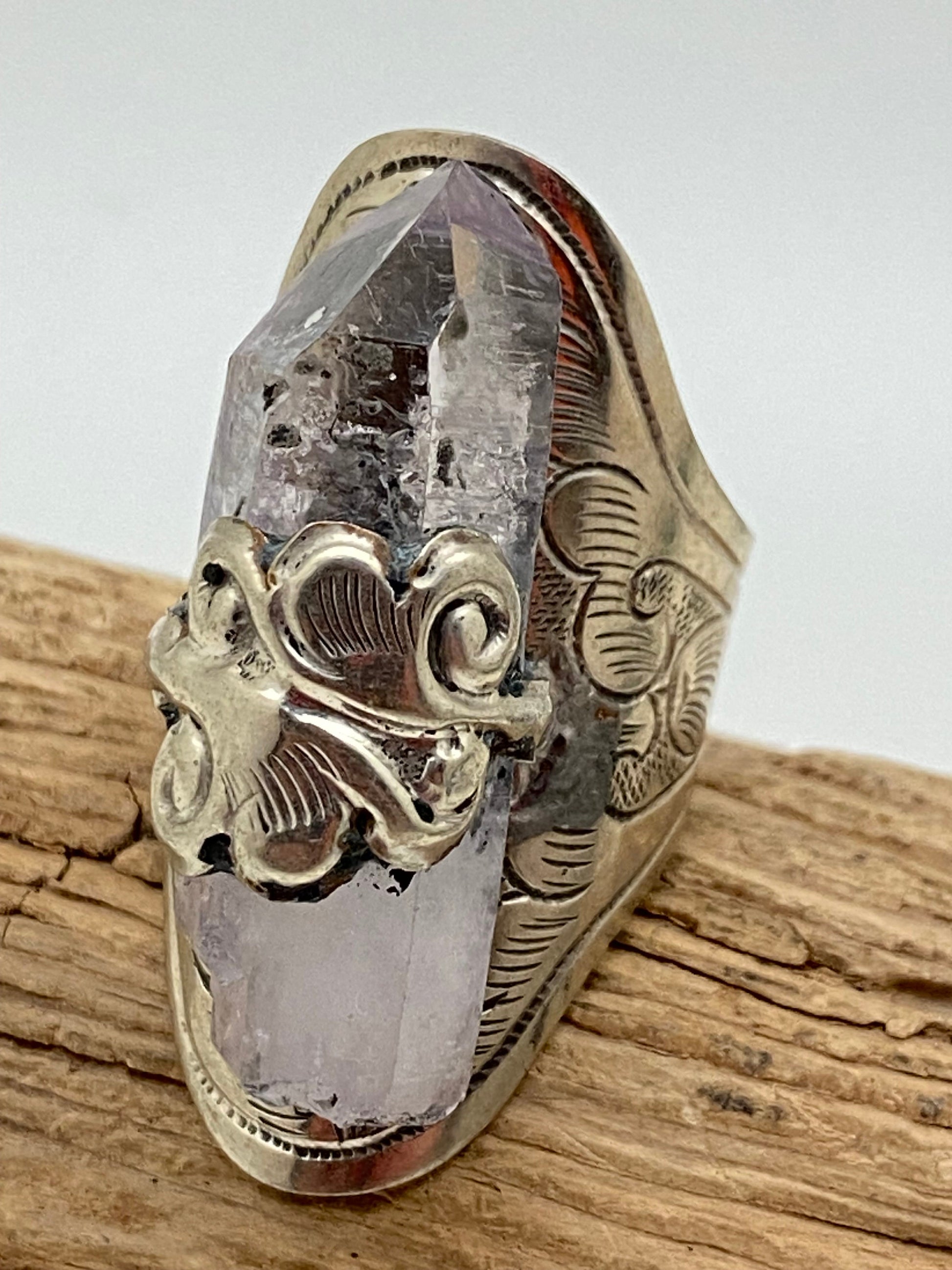 Amethyst ring, hand crafted,adjustable, tibetansilver,Himalayan ,Nepalese