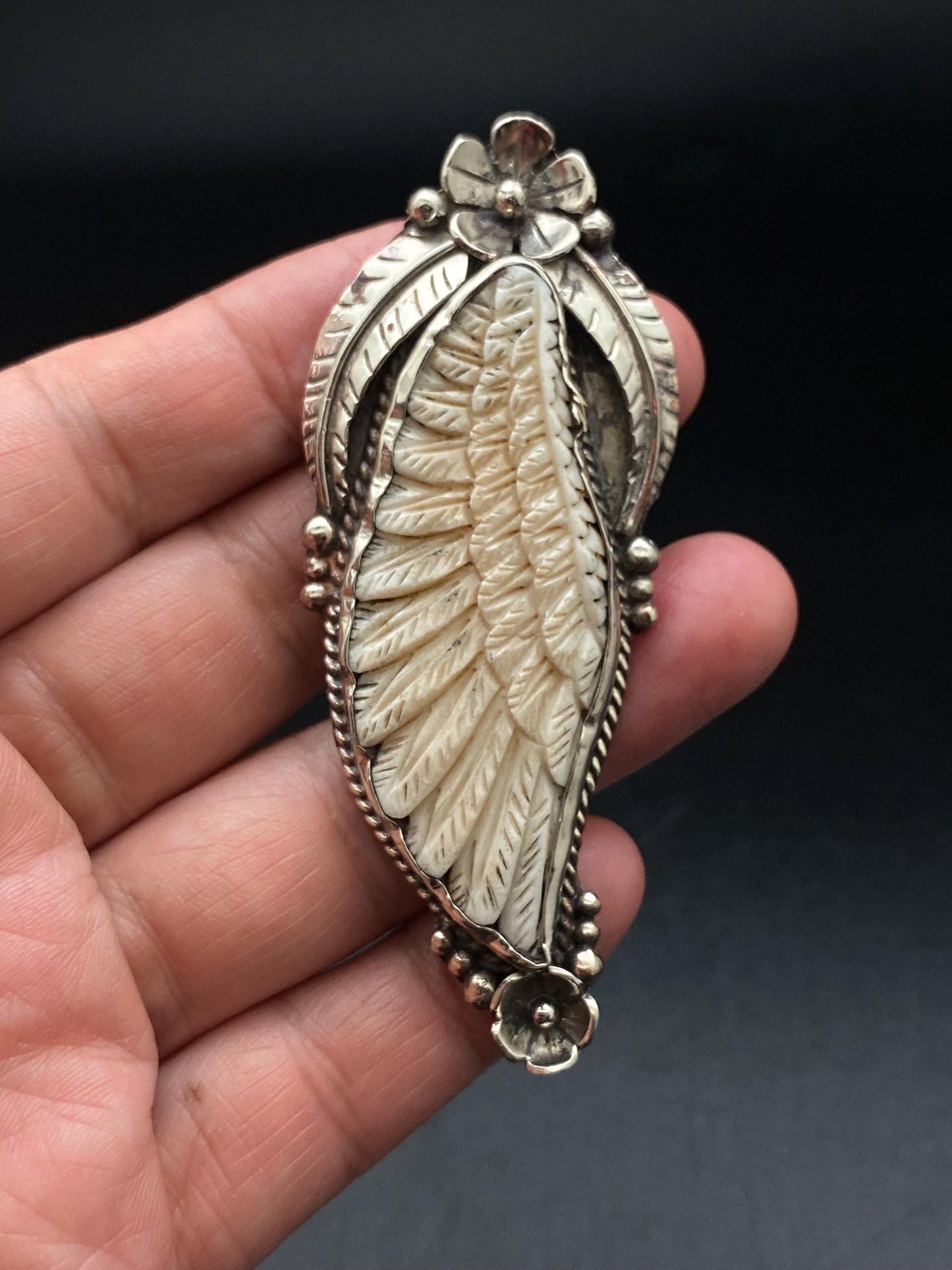 angle wing,handcrafted,Tibetan silver,Nepalese,Ethnic design bone