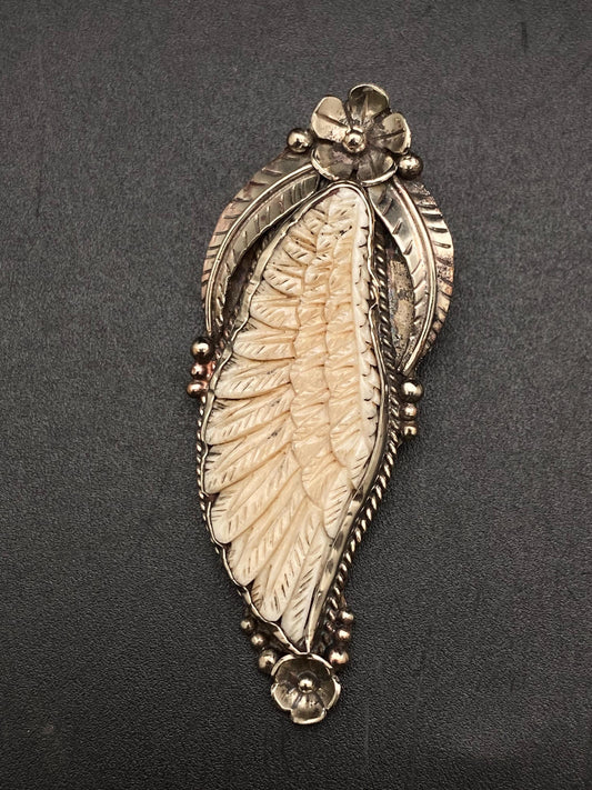 angle wing,handcrafted,Tibetan silver,Nepalese,Ethnic design bone