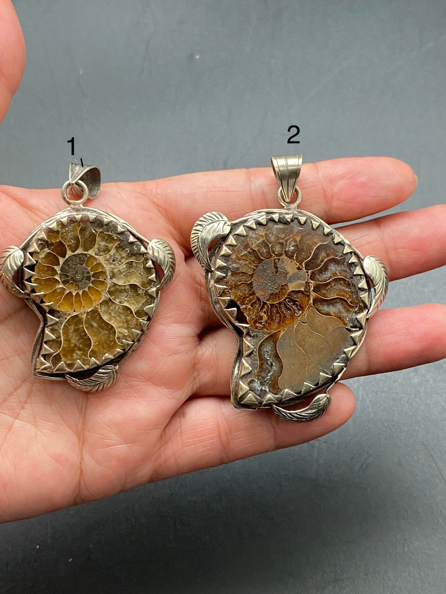 Ammonite pendant, handcrafted, ethnic design,Tibetan silver,Nepalese
