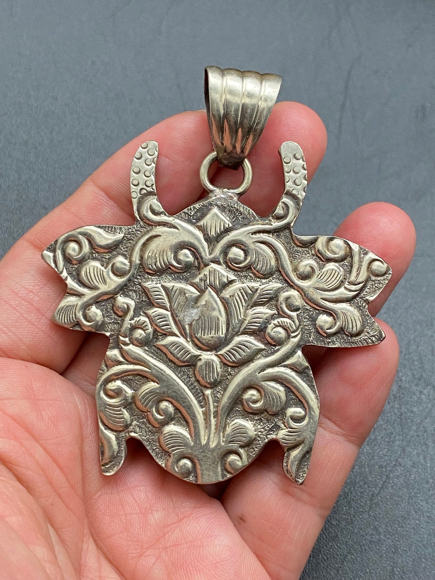 Bug pendant, turquoise,handcrafted,tibetan silver, ethnic design,Nepalese